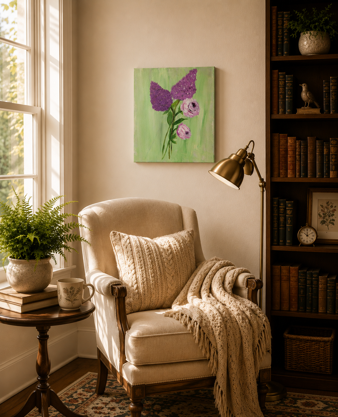 Whispers of Lilac – Hand Painted Lilacs & Peonies Canvas Art