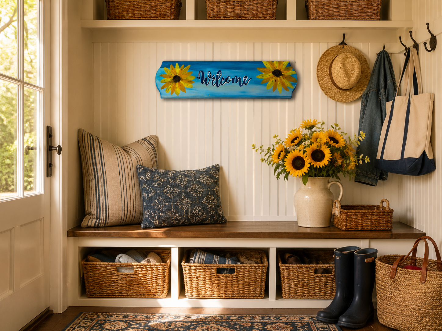 Sunflower Welcome Hand Painted Sign