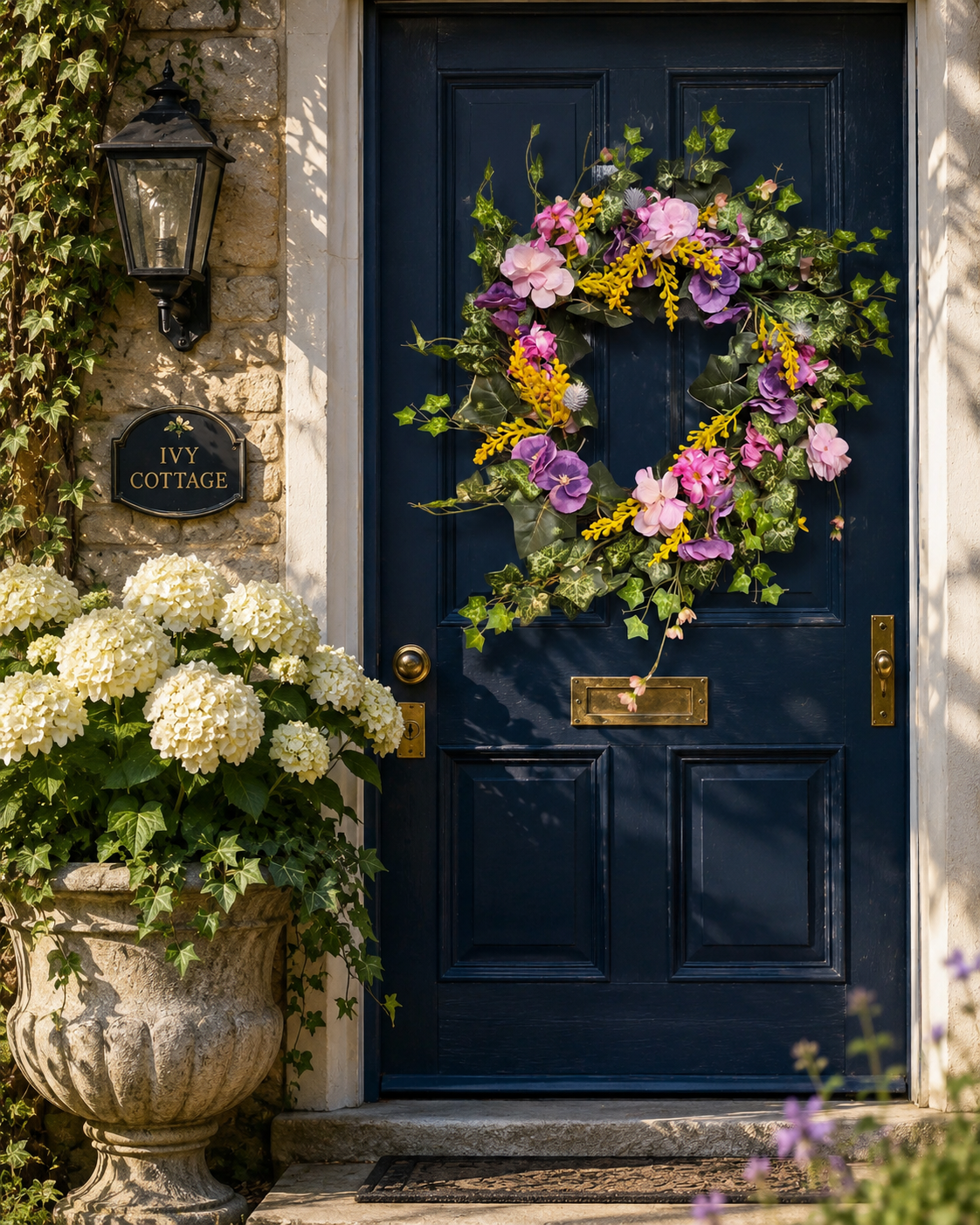 Handmade spring wreath on blue door.png