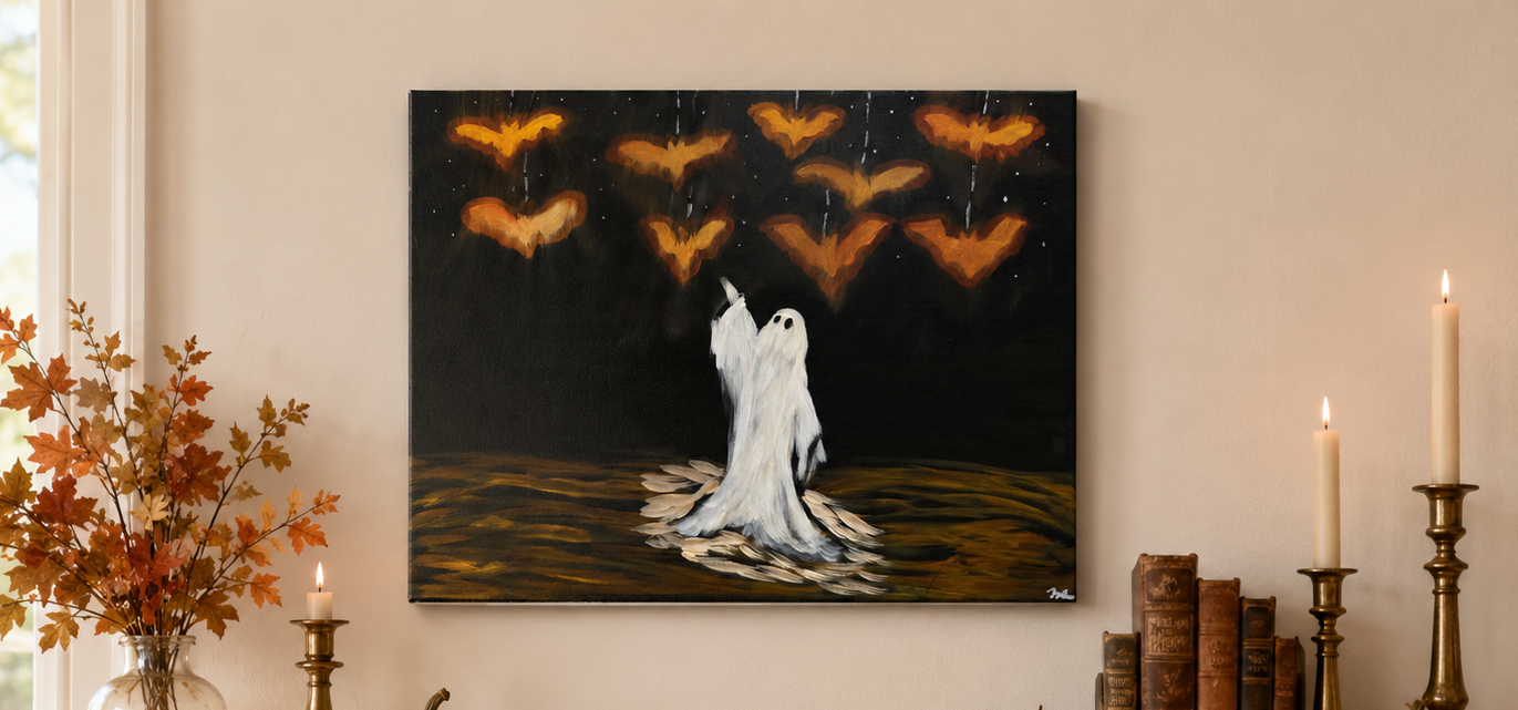 Hand painted ghost artwork with glowing bats.png