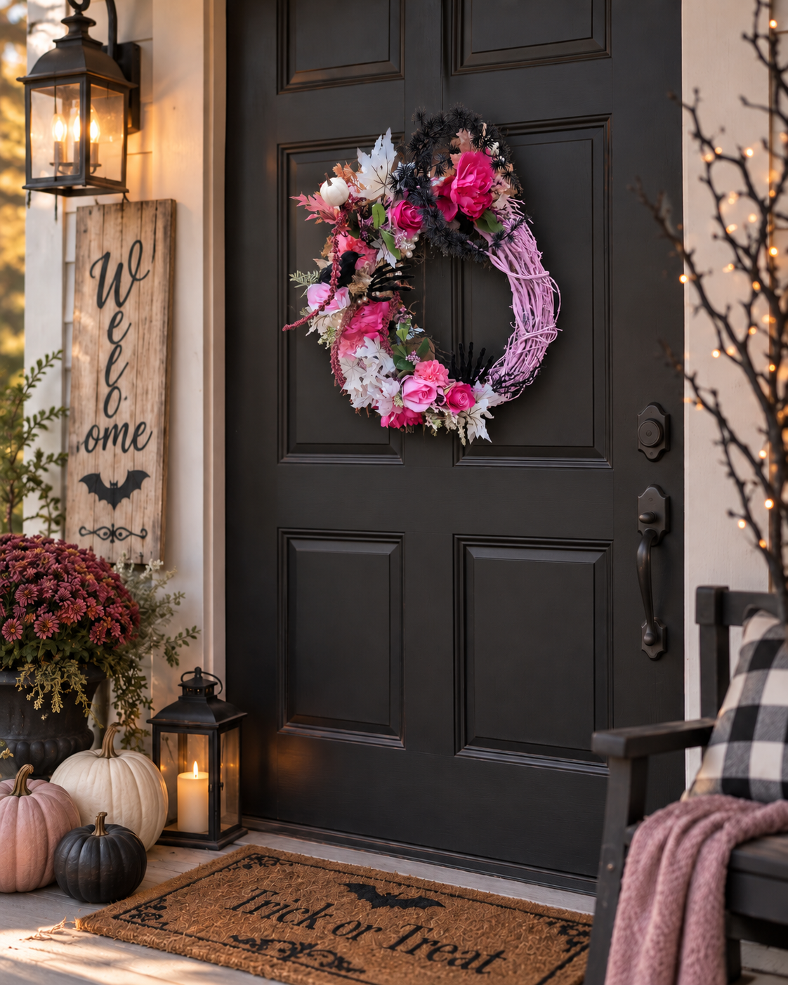 Roses & Ravens pink Halloween wreath.png