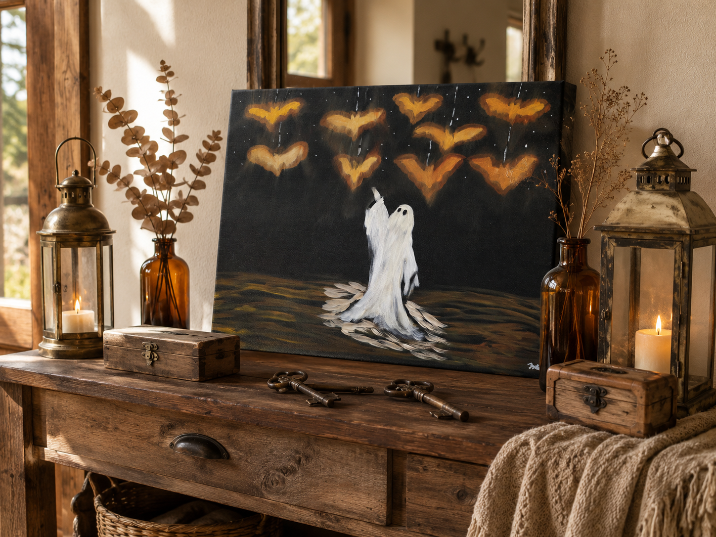 Calling the Night Halloween Ghost Canvas Painting