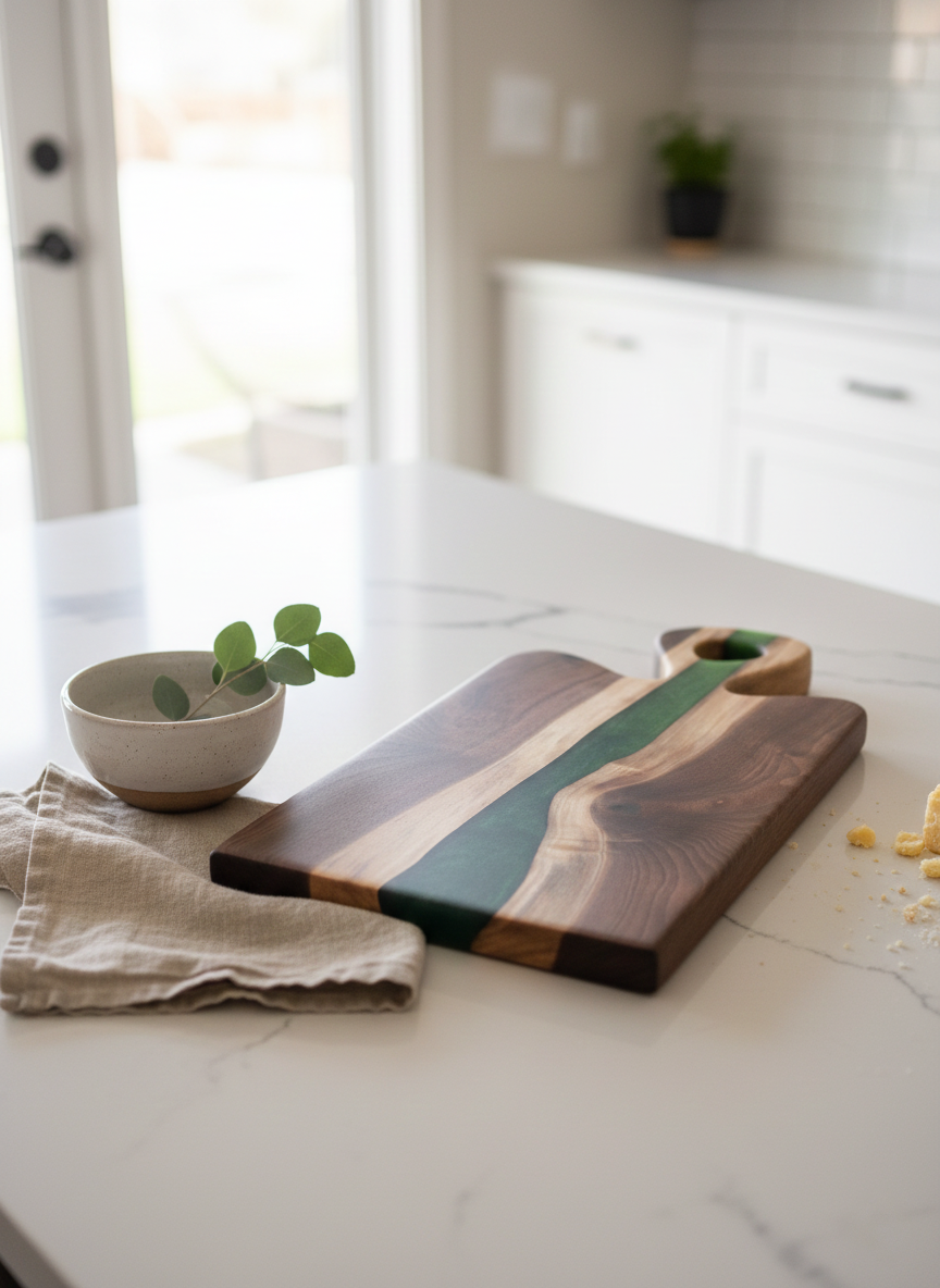 Juniper Veil green ombré charcuterie board on kitchen counter.png