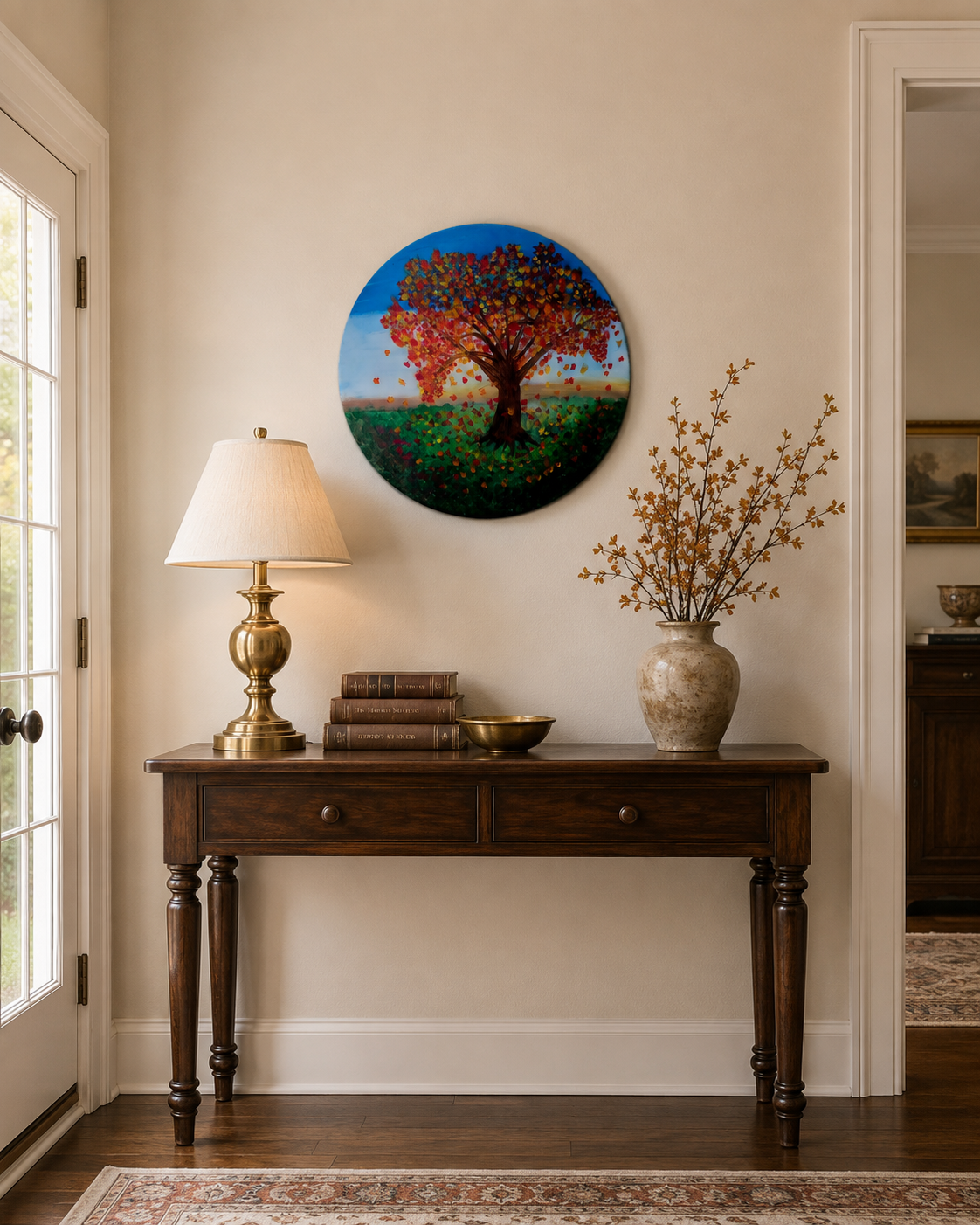 Hand-painted acrylic autumn wall art sealed with clear epoxy resin.png
