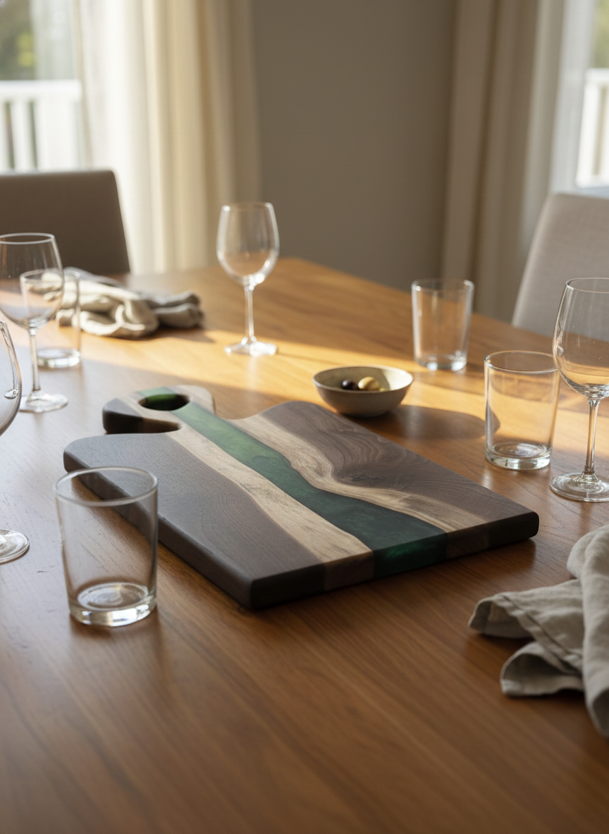 Dual-sided hardwood charcuterie board with green resin detail.png