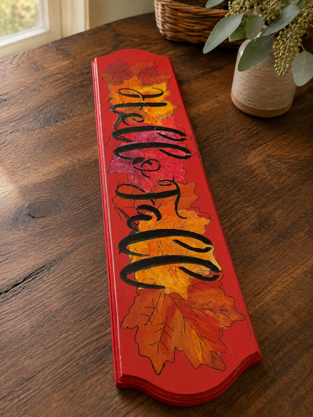 Crimson Harvest Hello hand painted autumn leaf wooden sign.png