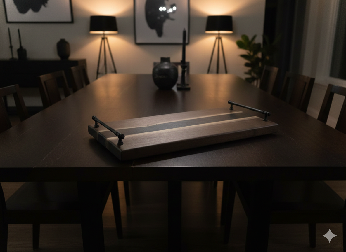 Large black walnut charcuterie board with black epoxy river center.png