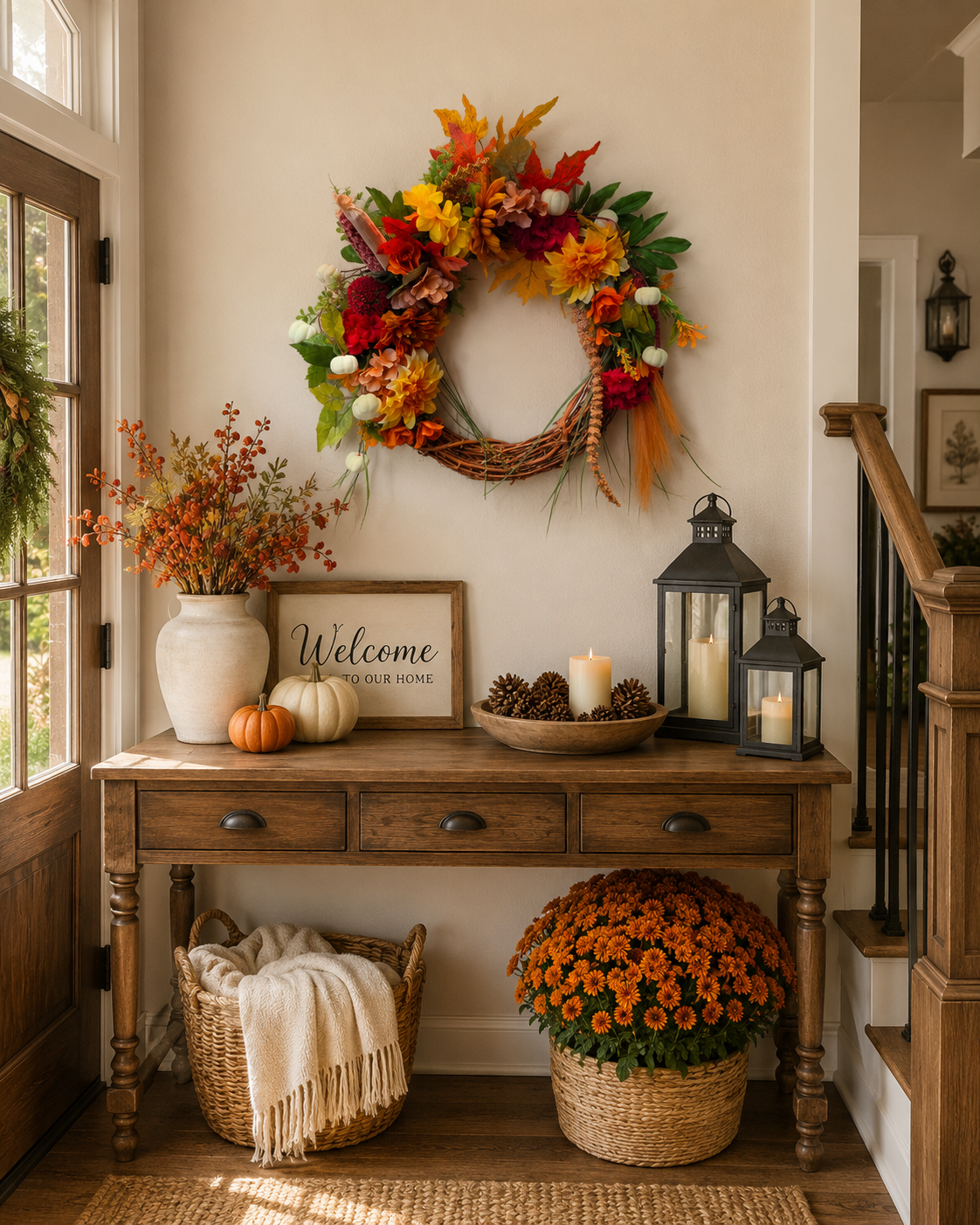 Harvest wreath with pumpkins and leaves.png