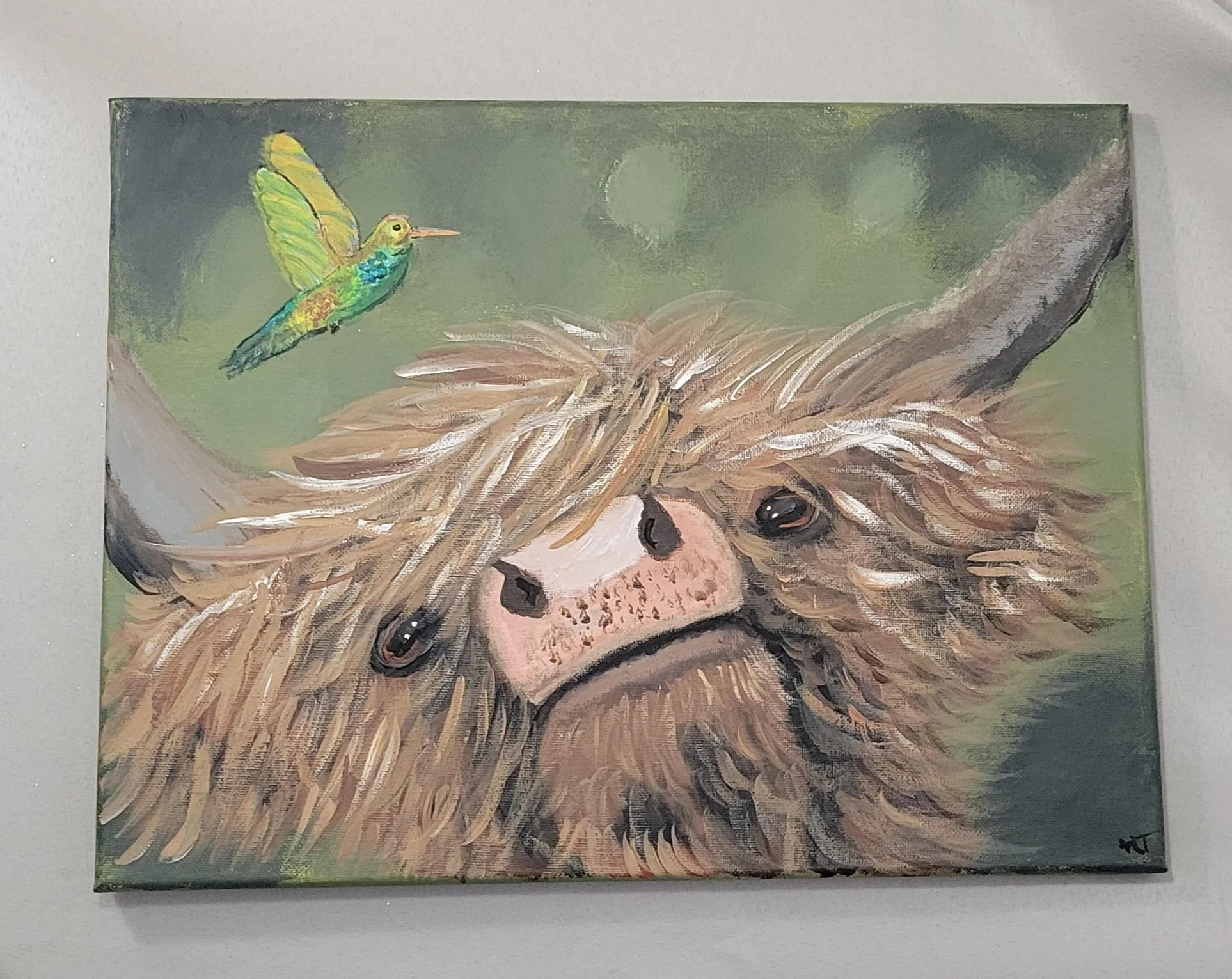 Hichland Cow Canvas Wall Art with Acrylic paints