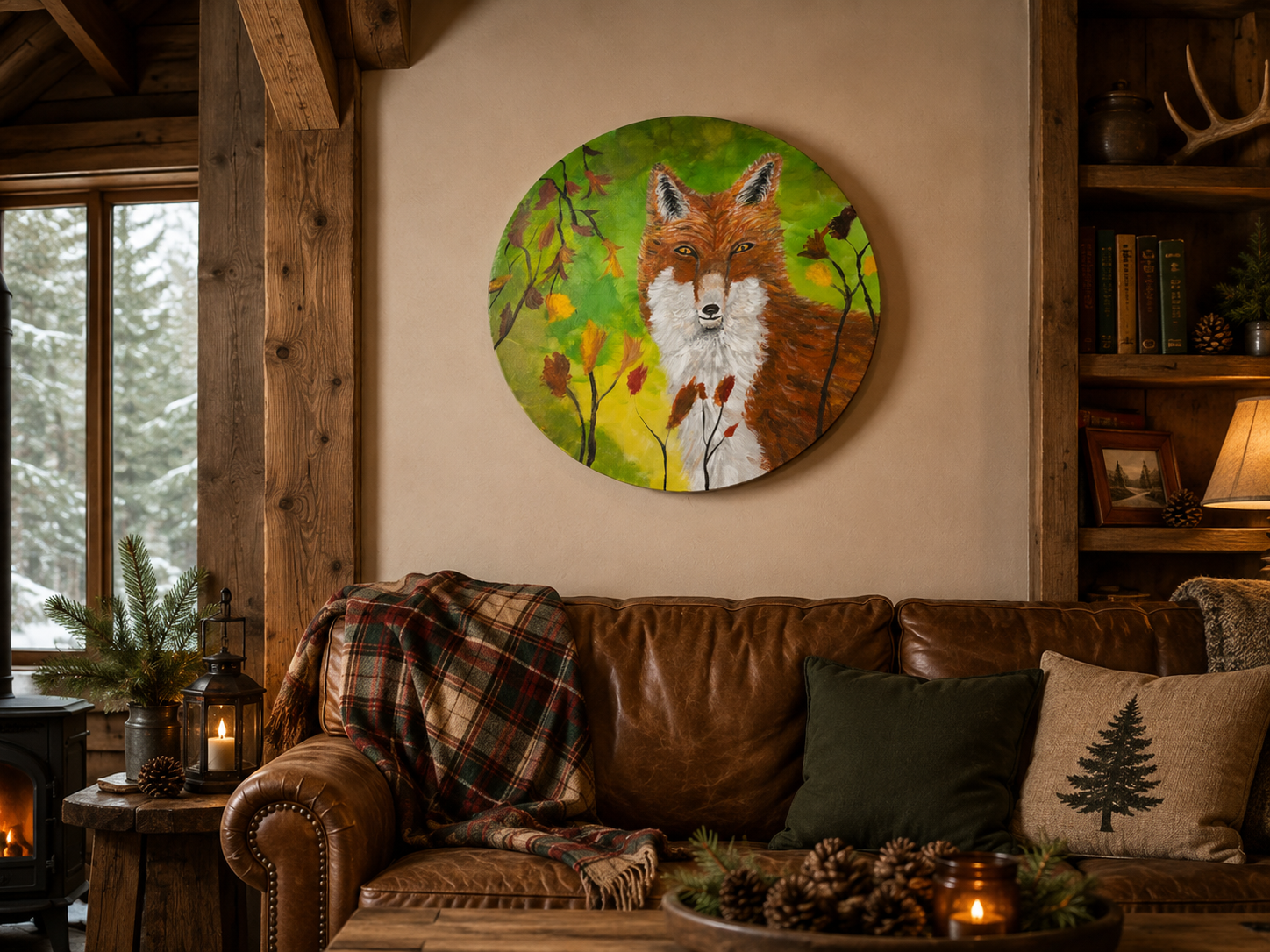 Hand-painted red fox surrounded by autumn leaves.png
