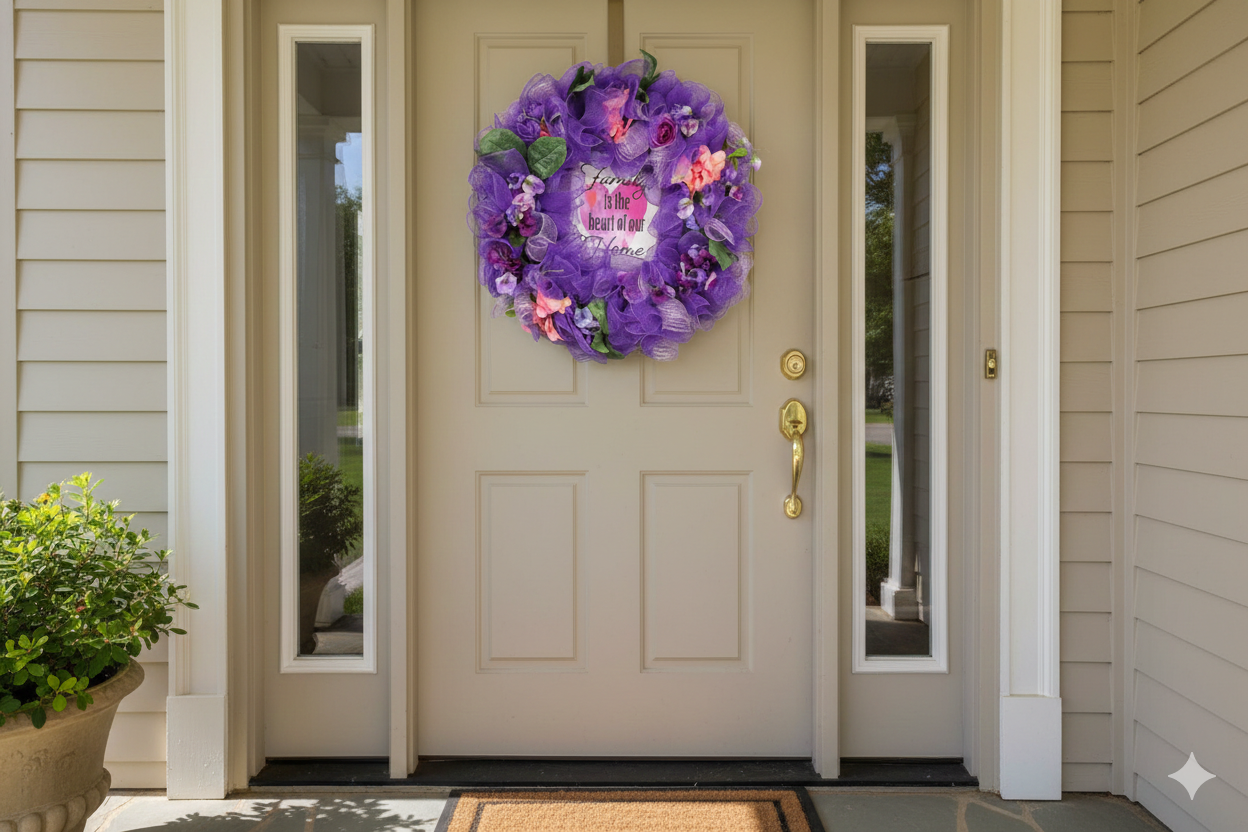 Family is the heart of our home wreath sign