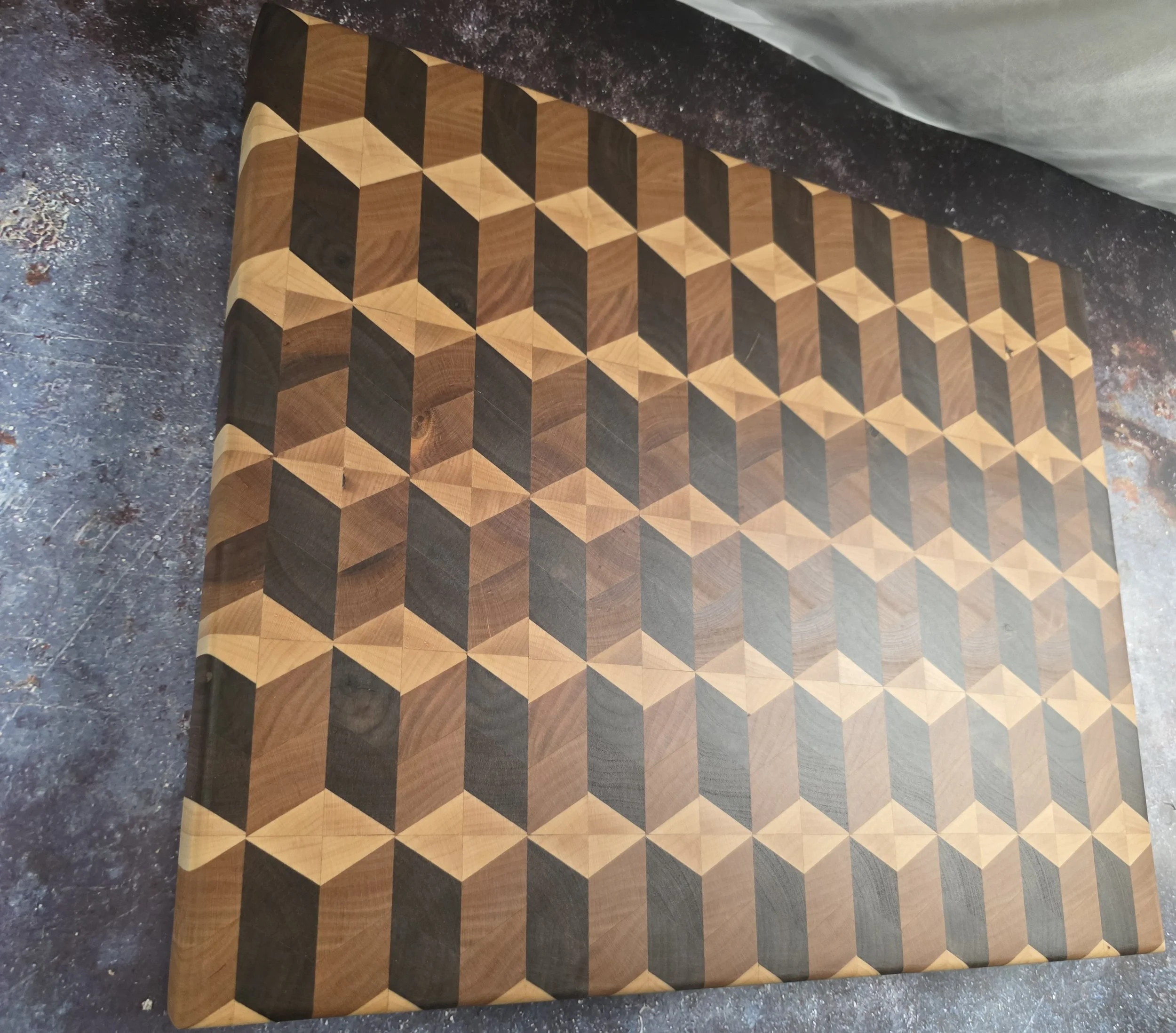 Top-down view of Crafted Grain Illusion board