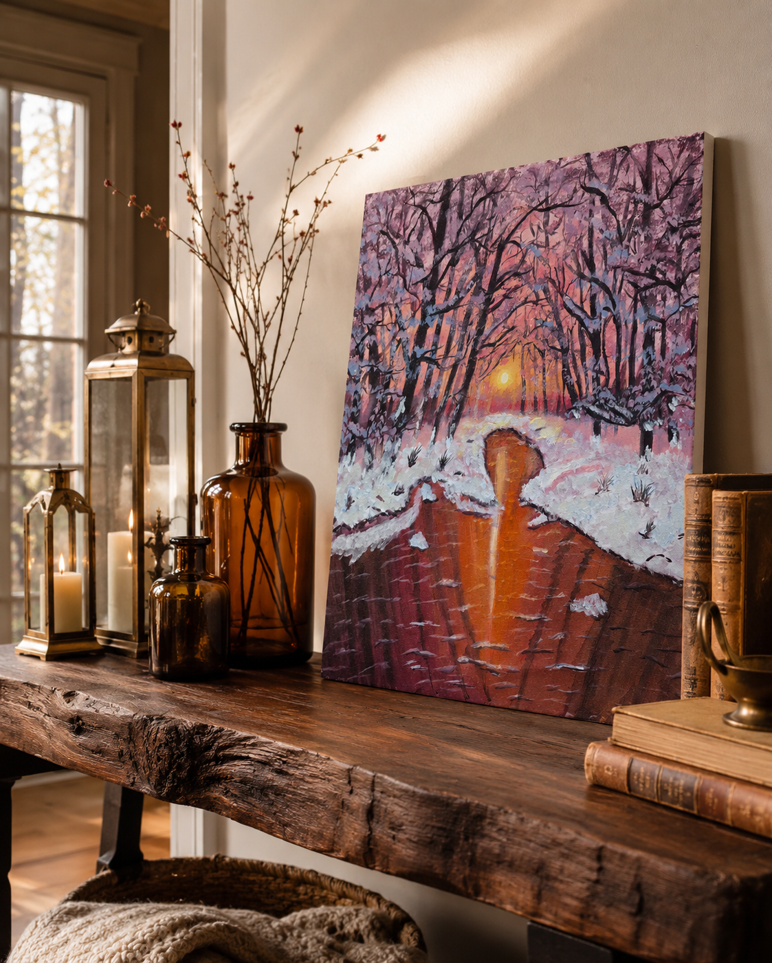 Sunset reflection winter creek painting.png