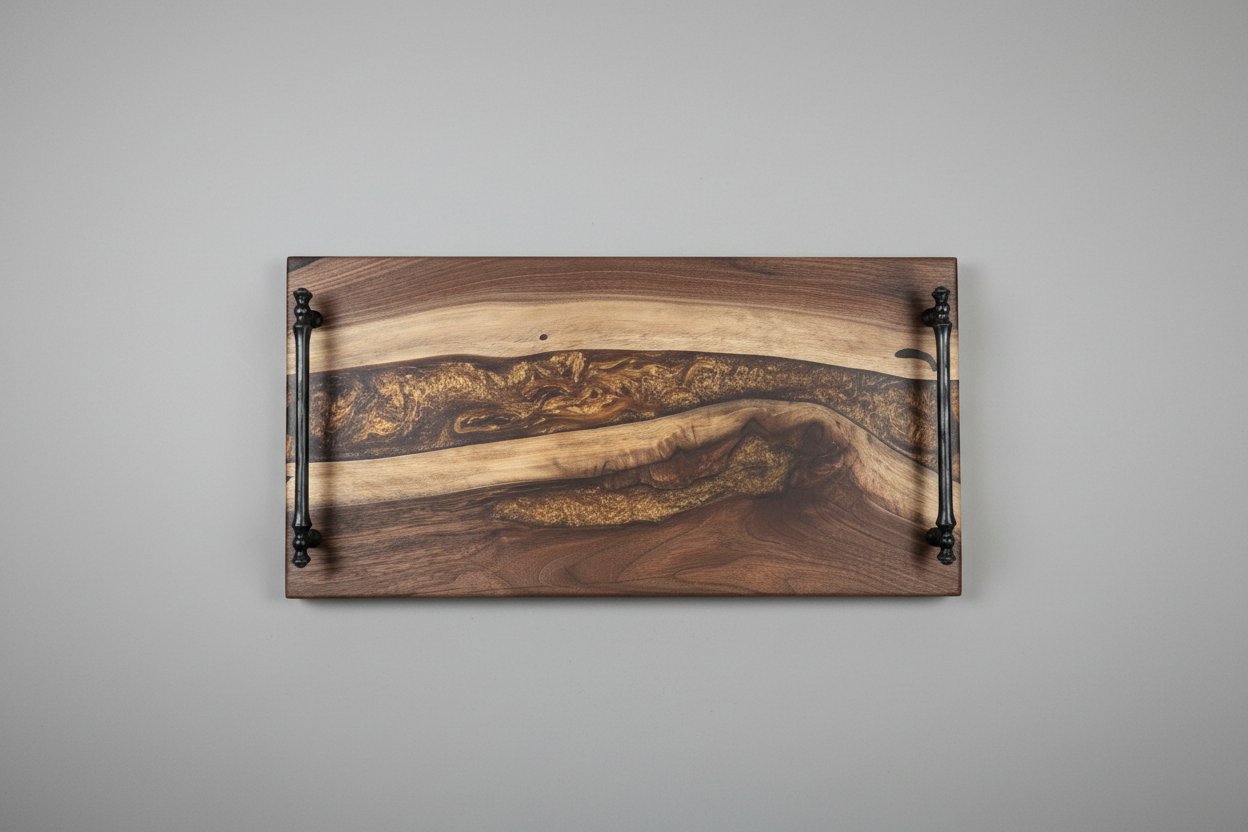 walnut charcuterie board with metallic resin river and handles.jpg
