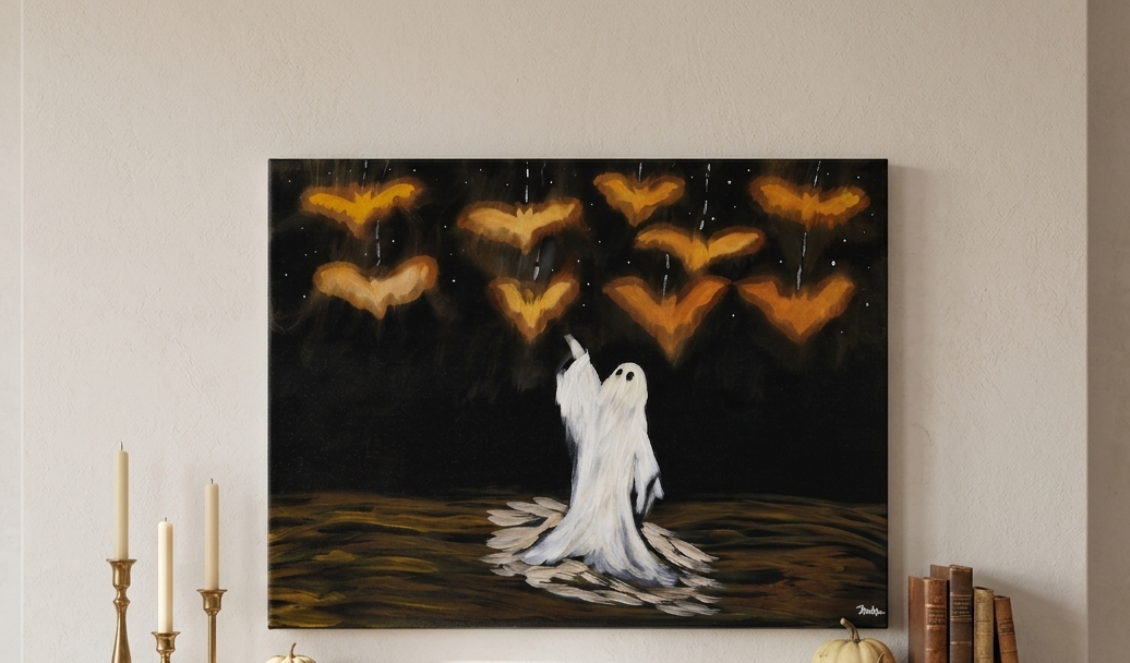 Calling the Night original Halloween ghost canvas painting.png