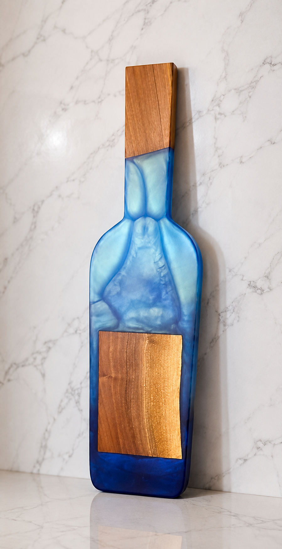Blue wine bottle serving board for entertaining.png