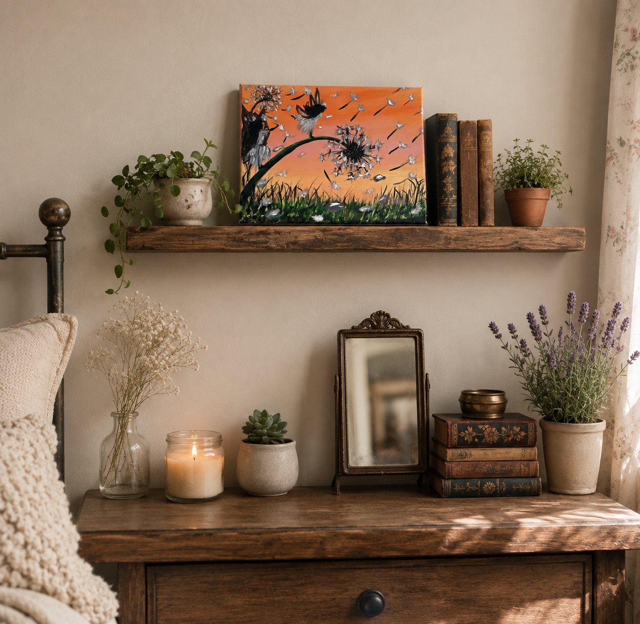 Original acrylic fairy painting on an 8 × 10 canvas with warm twilight colors.png