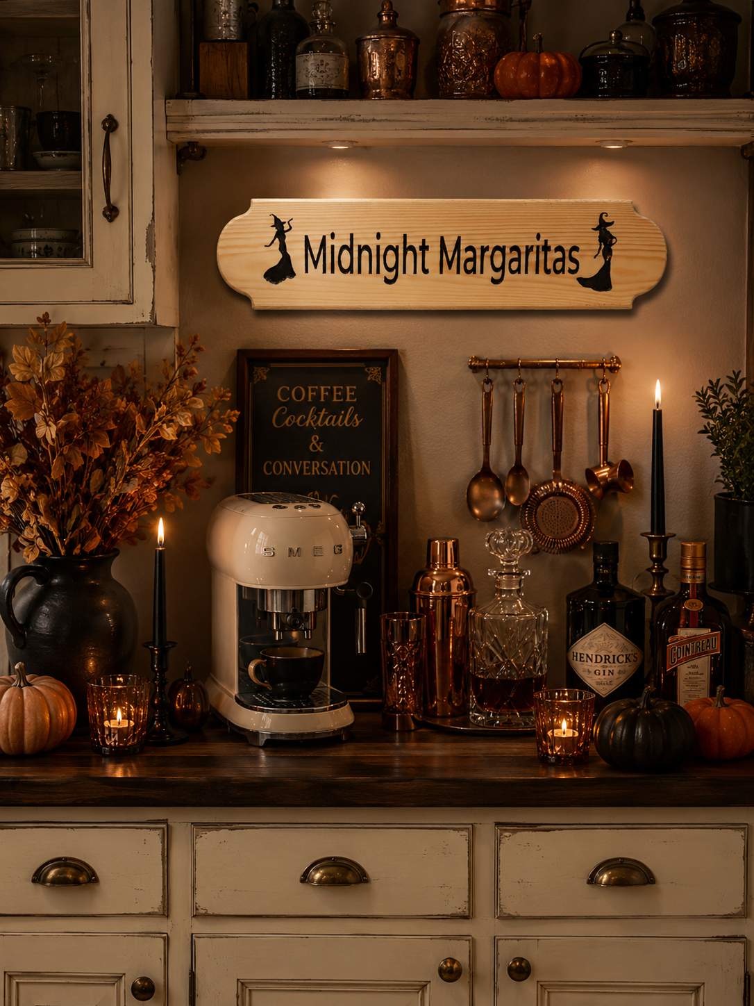 Midnight Margaritas wooden Halloween bar sign with witch silhouettes.png