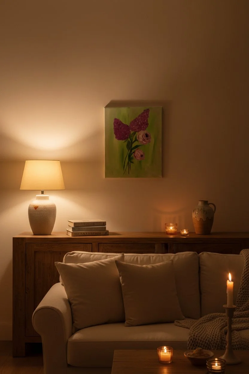 lilac floral canvas wall art at dusk.jpg