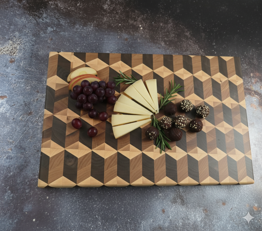 Top-down view of Crafted Grain Illusion board