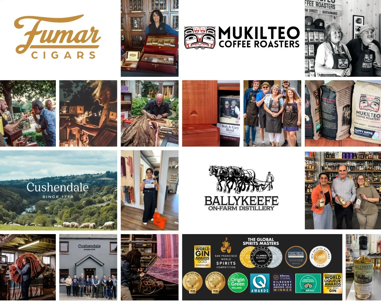 The @msbds.official brands! Meet @fumarcigars , @ballykeefedistillery , @mukilteocoffee , and @cushendale - MSBDS is honored to tell their stories. #brands