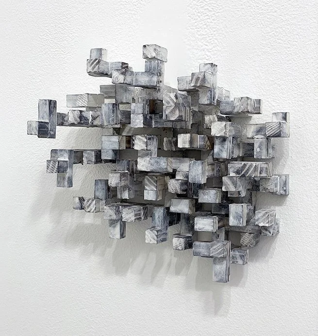 Thomas Sleet
Sky Temple II, 2024
Wood, acrylic paint, charring
10.5 x 10.5 x 4.75 in. (26.7 x 26.7 x 12.1 cm)