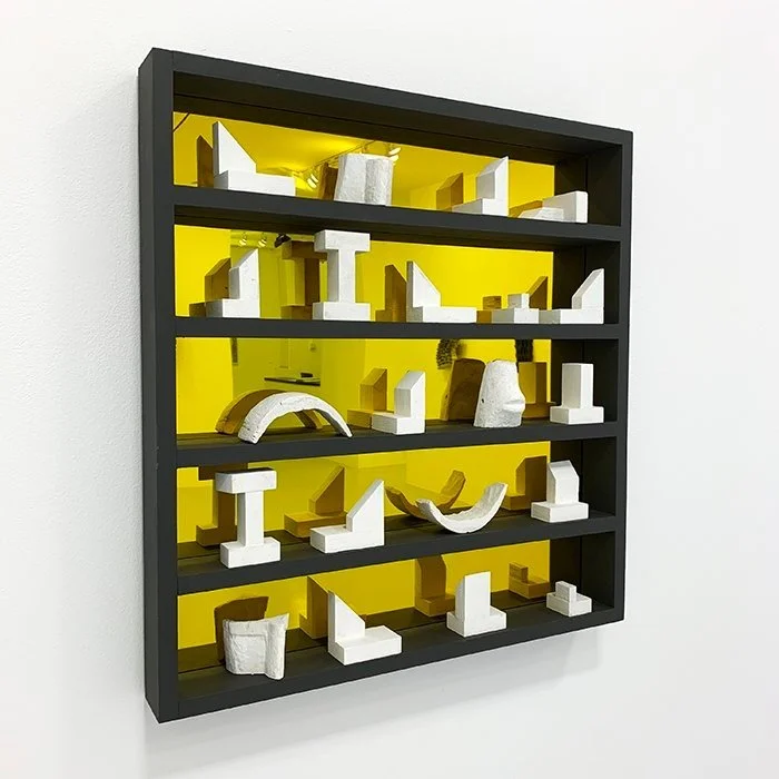 Thomas Sleet
Shamans House, 2018
Wood, acrylic paint, and mirror
25 15/16 x 24 3/4 x 2 3/4 in. (66 x 62.9 x 7 cm)