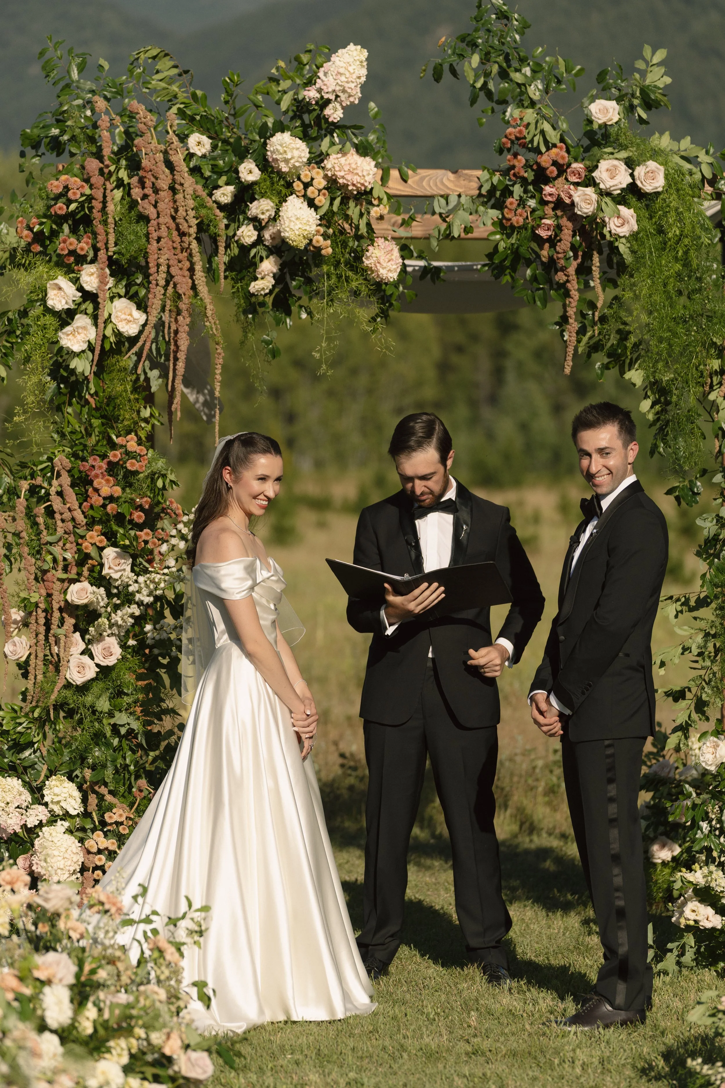 Floral chuppah for a wedding couple in Montana