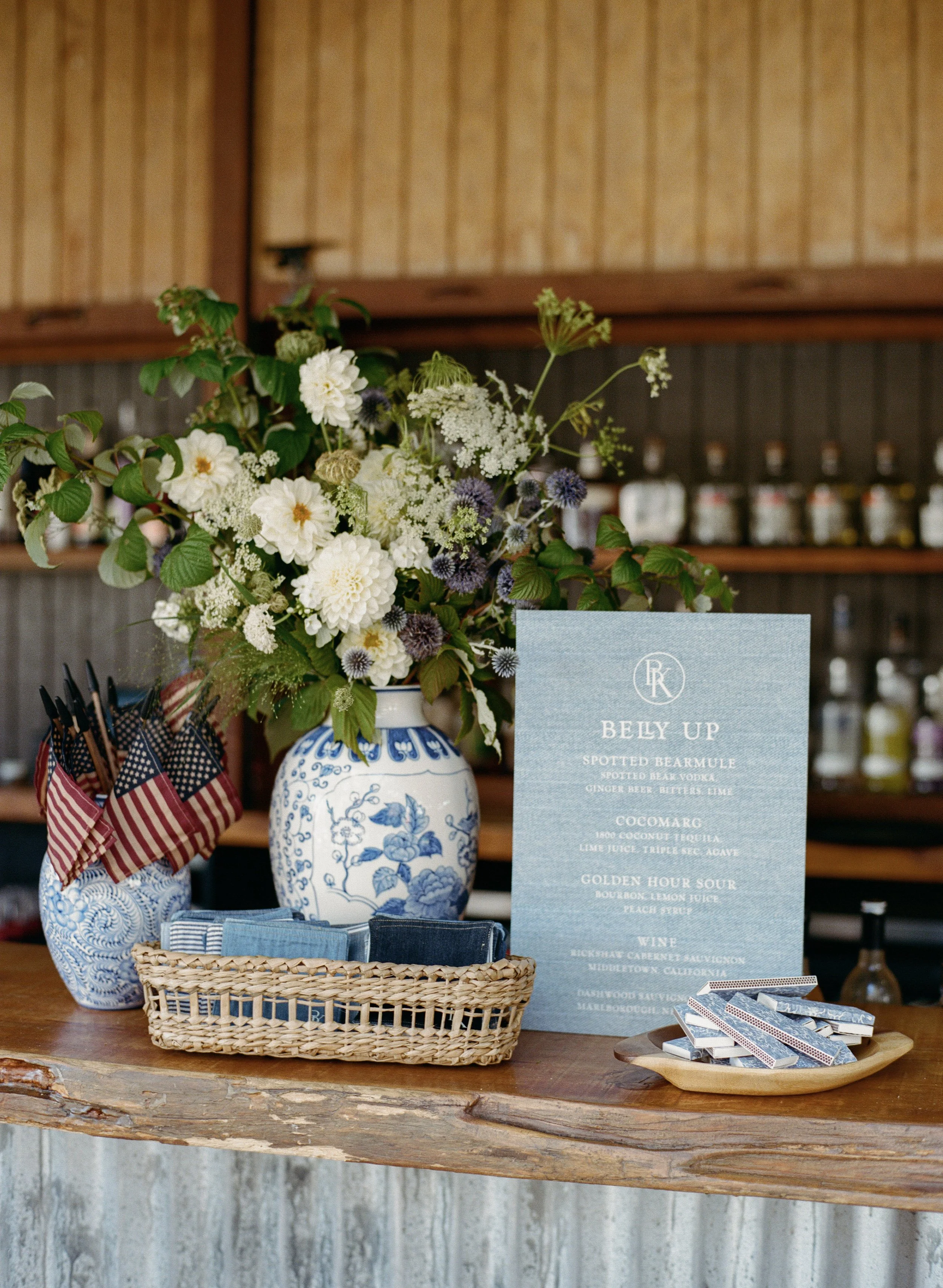 Festive Western style cocktail hour for welcome party in Montana
