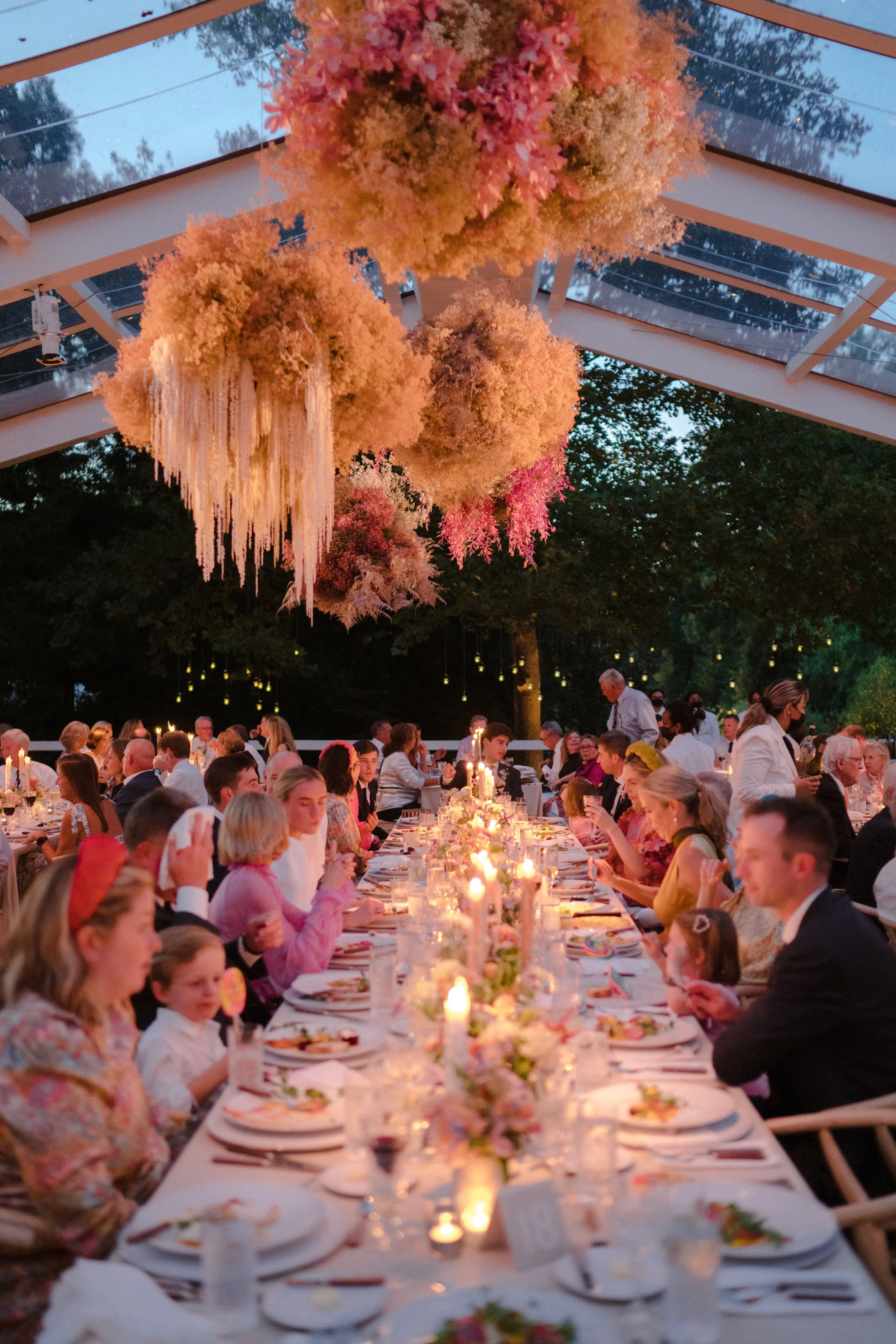 McLean, Virginia summer tented wedding dinner produced by Bash Please