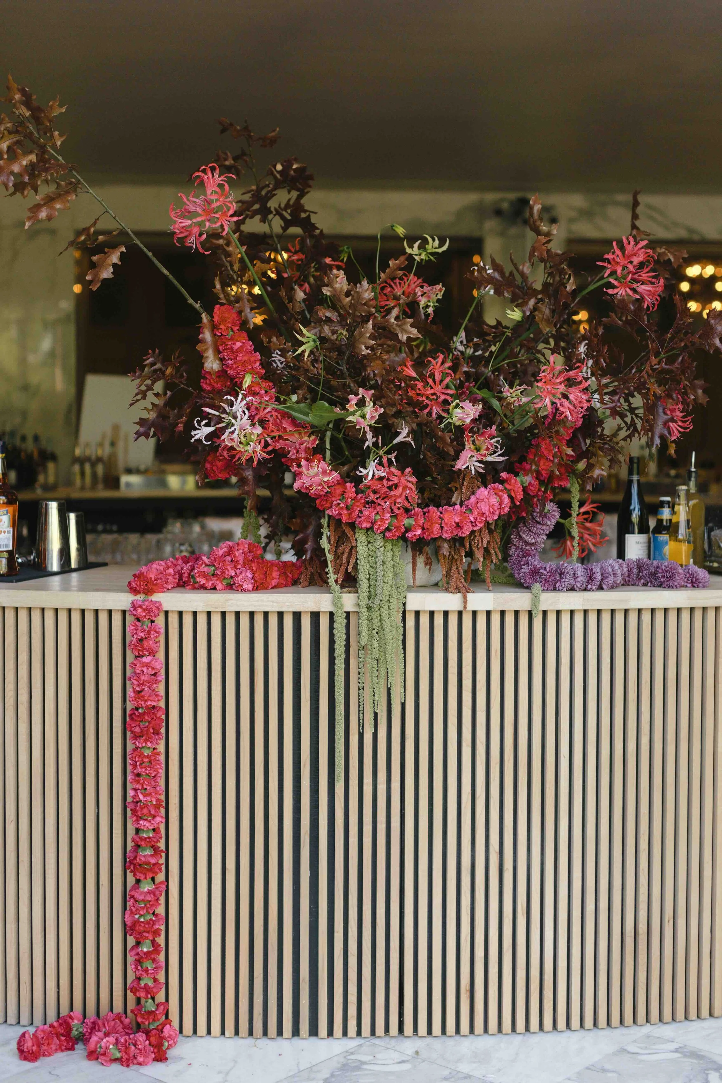 Floral Palm Springs, California Wedding Event bar produced by Bash Please