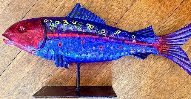 Koi Fish, #5235, 11"x22", acrylic on metal, Buy at Scott Milo Gallery, Anacortes