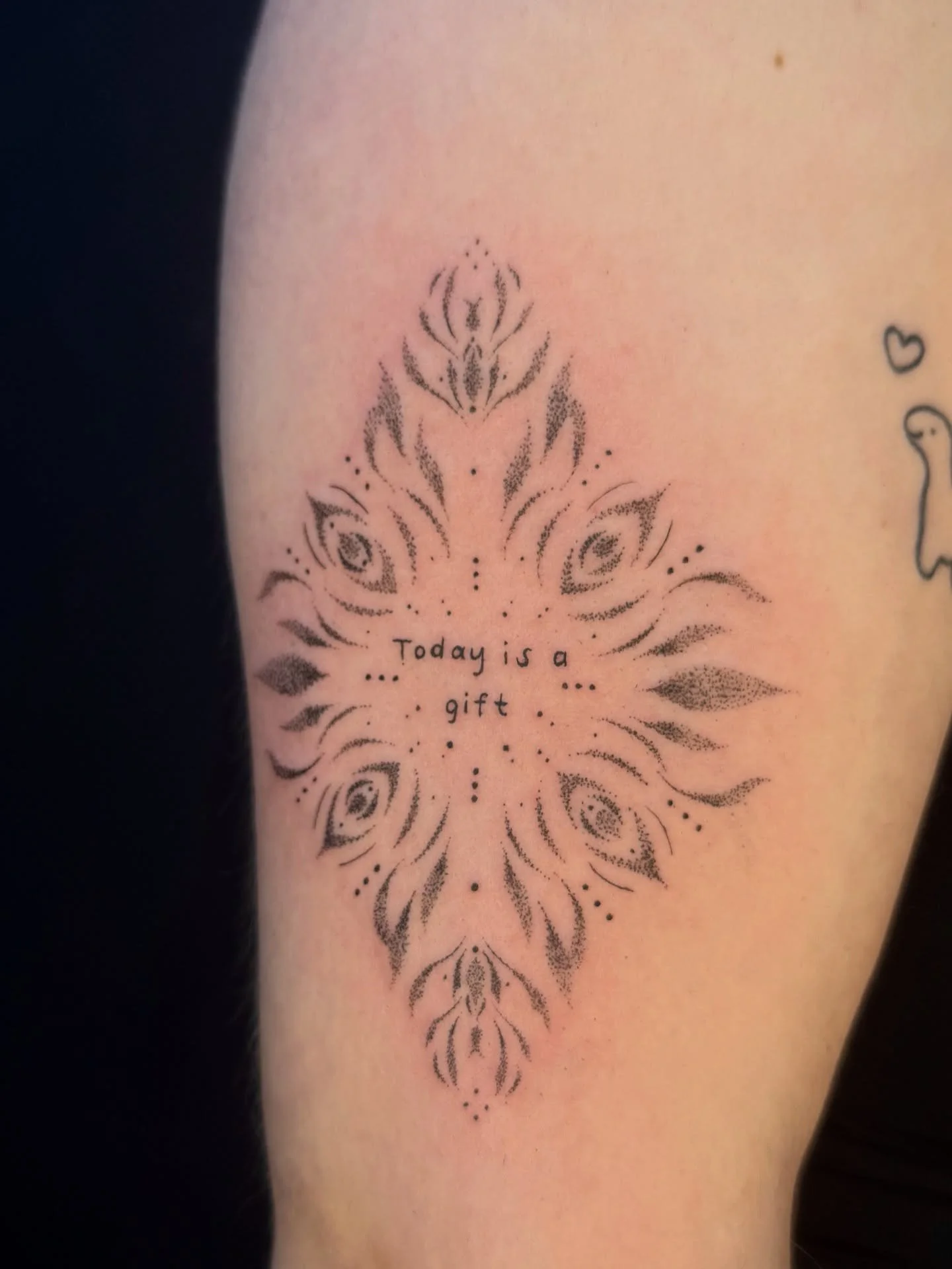 Today is a gift , small mandala dotwork for @studiokwak #dotworktattoo #smalltattoo #tattooornamental#tattoodesigns