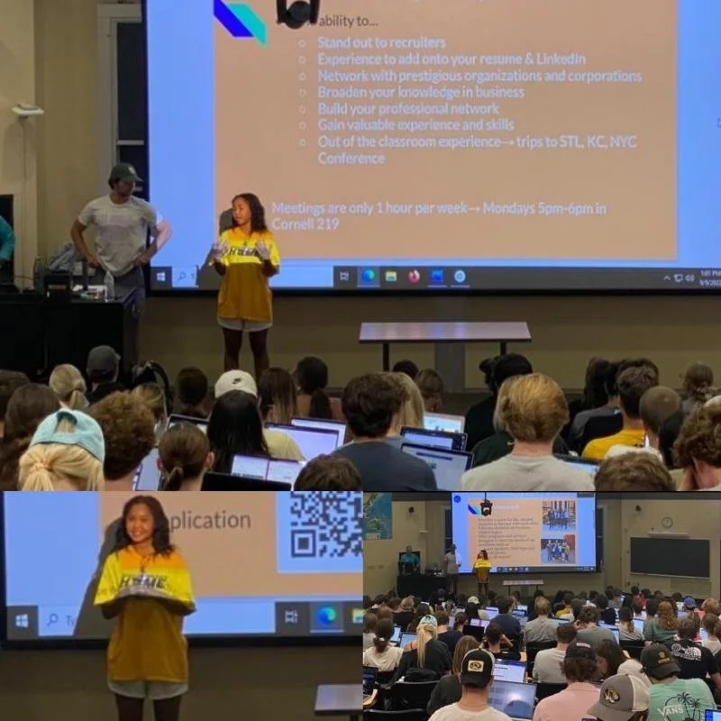 FMA Presentation
Presenting recruitment presentation I created for FMA in a lecture hall full of 250 students, resulting in a direct increase in oganization membership