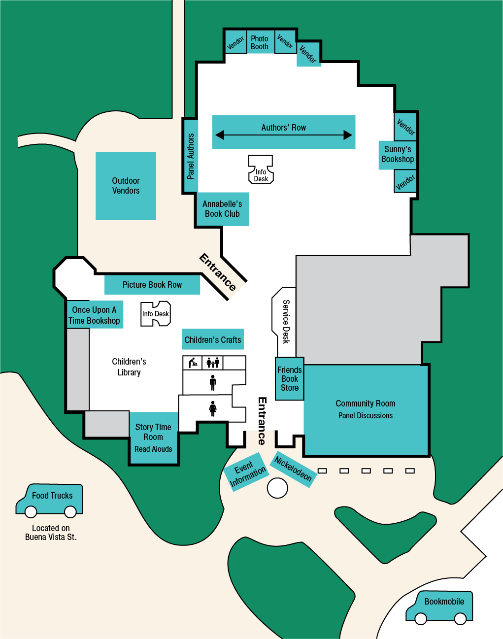 Map of Buena Vista Library setup for 2026 Burbank Book Festival