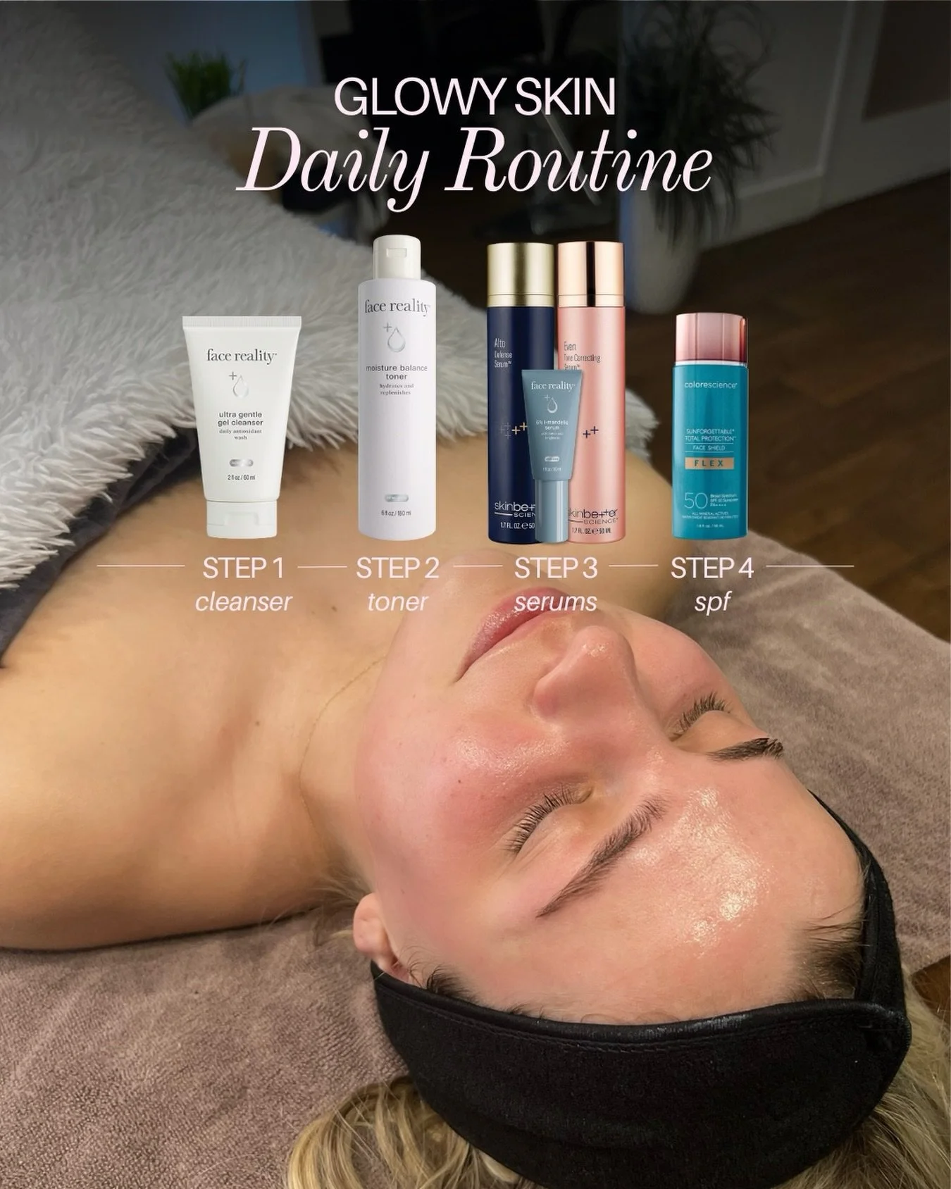 Glowy skin starts with the right routine ✨💘

Cleanse. Tone. Treat. Protect.
Consistency is the secret &mdash; the glow is the reward.

Link in bio to schedule your skincare consultation 🫶

#katierileyskincare #scottsdaleskincare #arizonaskincare #a