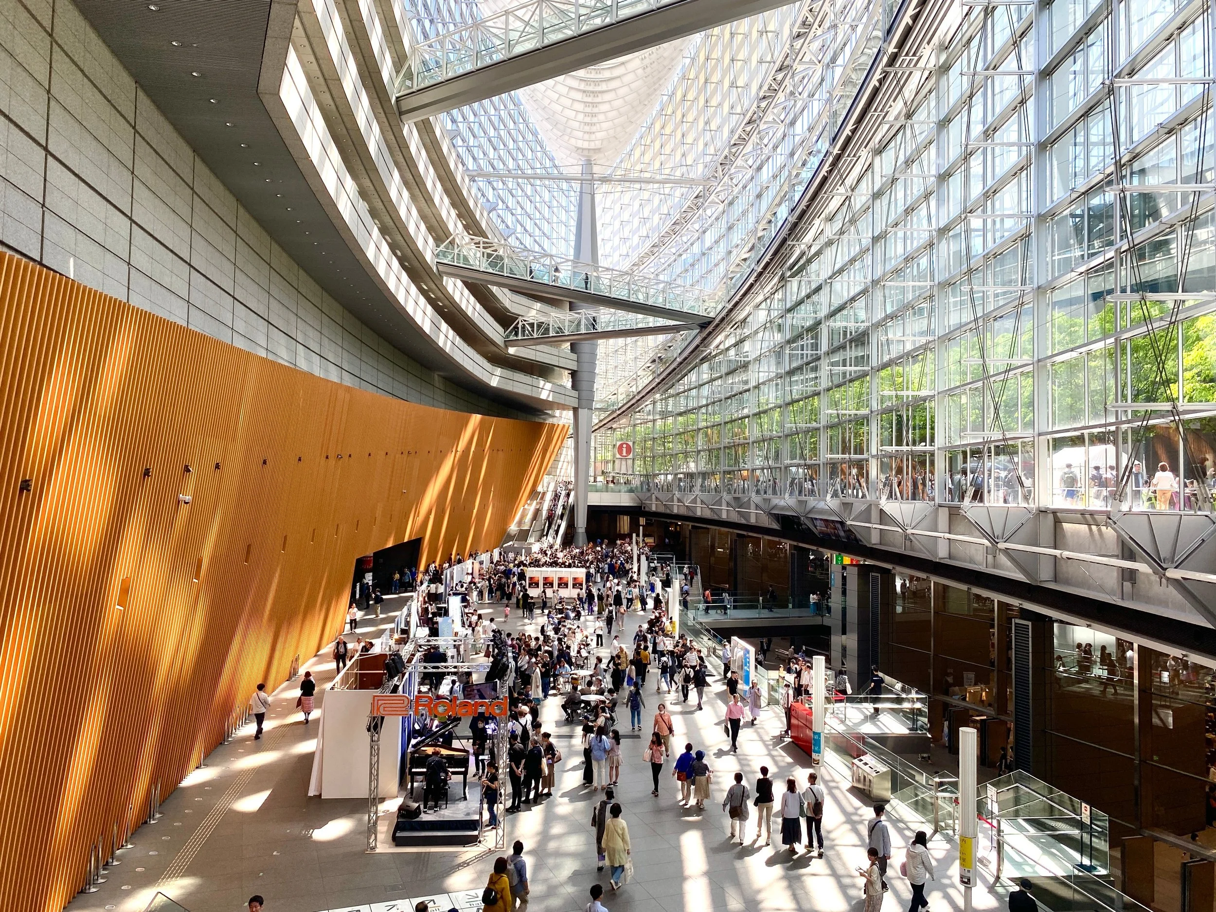 A bustling scene at a trade show.