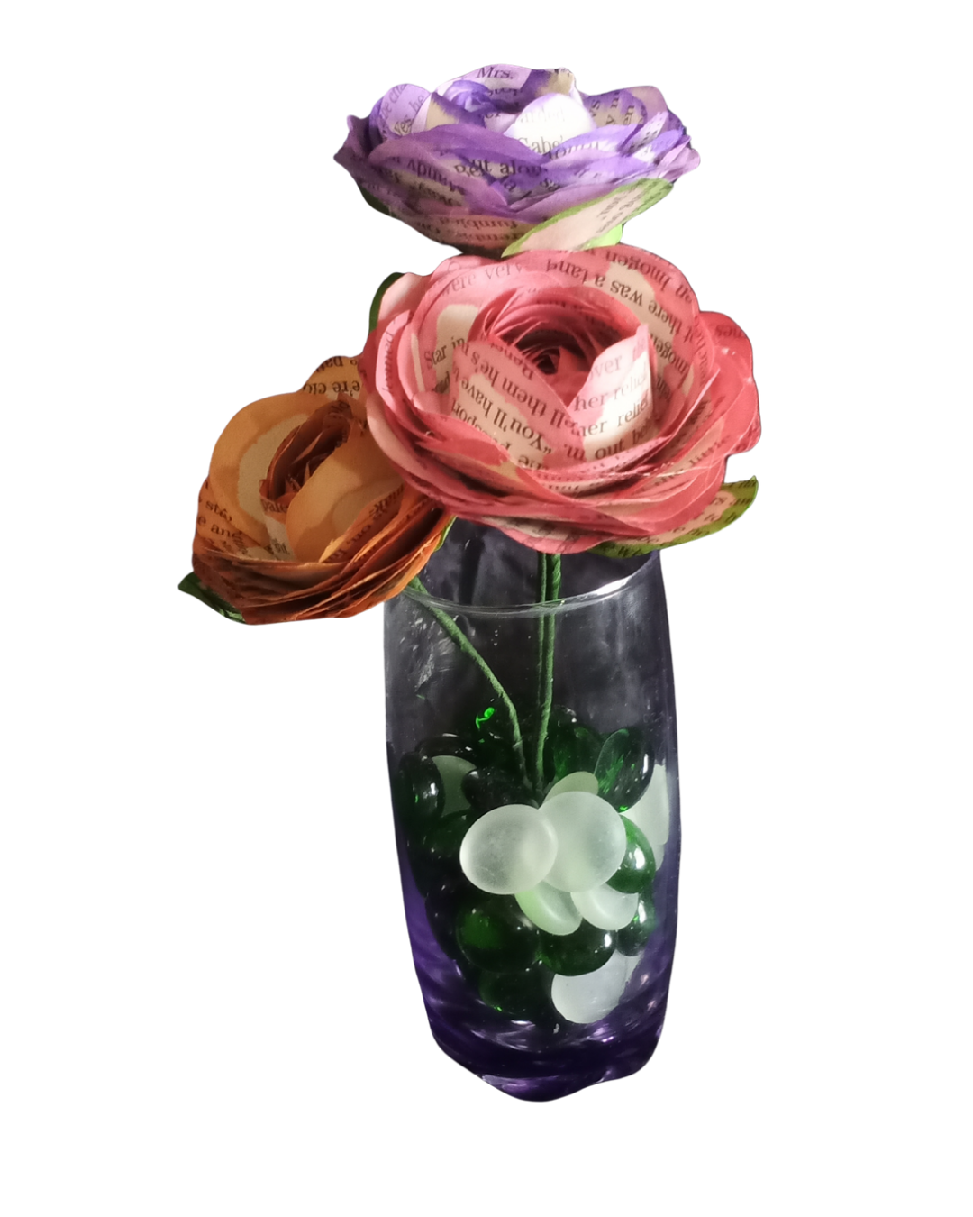 Flower trio in purple glass (Hand crafted)