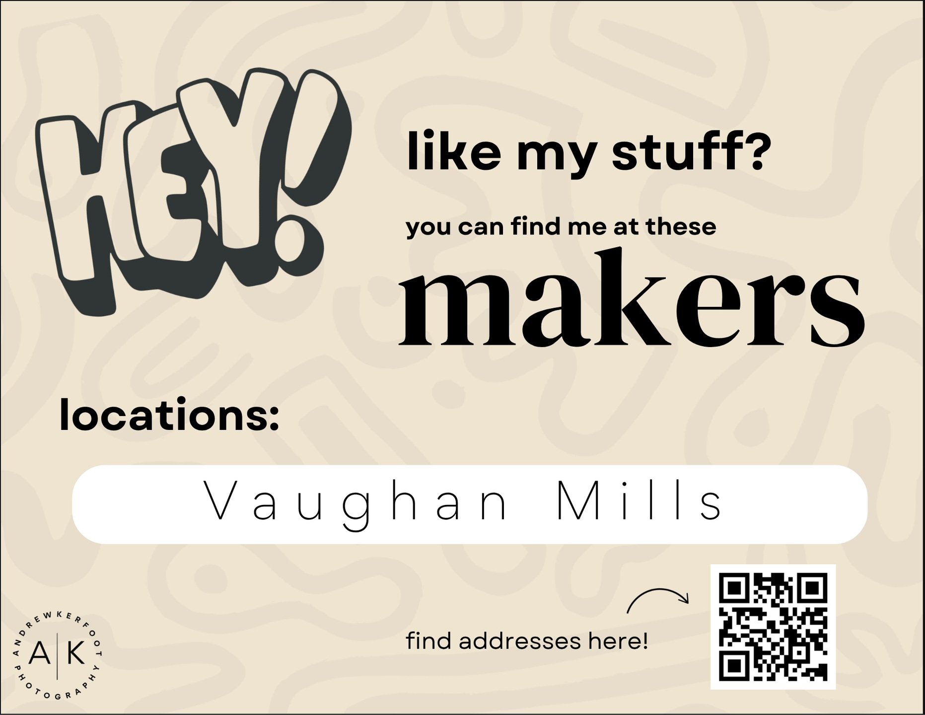 FIND ME AT MAKERS VAUGHAN MILLS!

Find exclusive magnets, stationery prints, framed works and more! 

Note: Stationery prints: matted small prints, bookmarks, stickers and cards/postcards.

#AndrewKerfootPhotography #makers #shopmakers #vaughanmills 