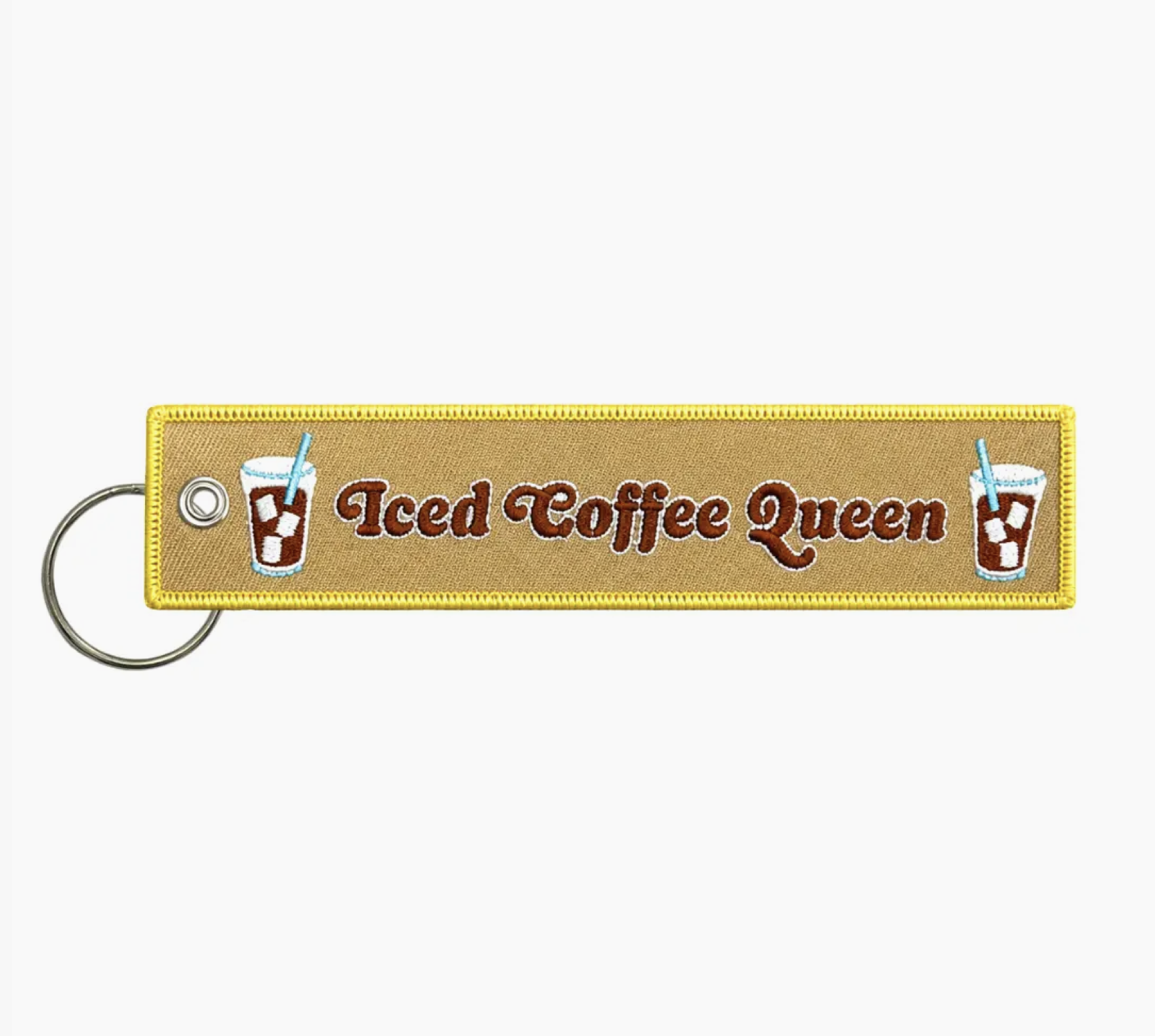 Iced Coffee Queen Embroidered Keychain