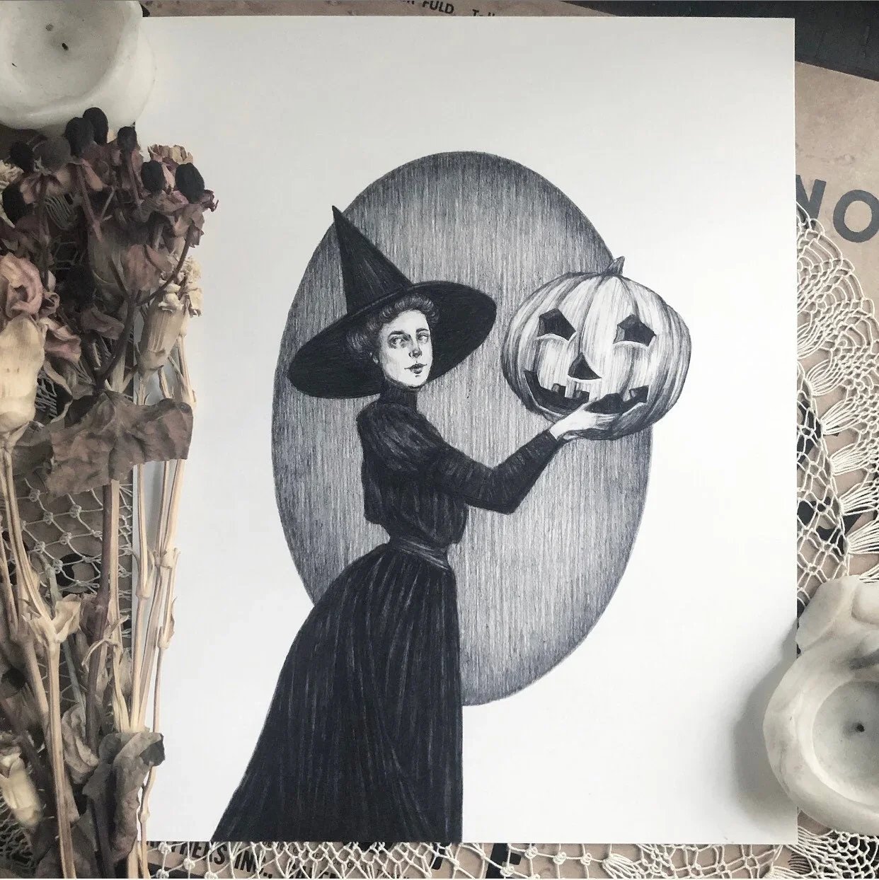 Pumpkin Witch Art Print