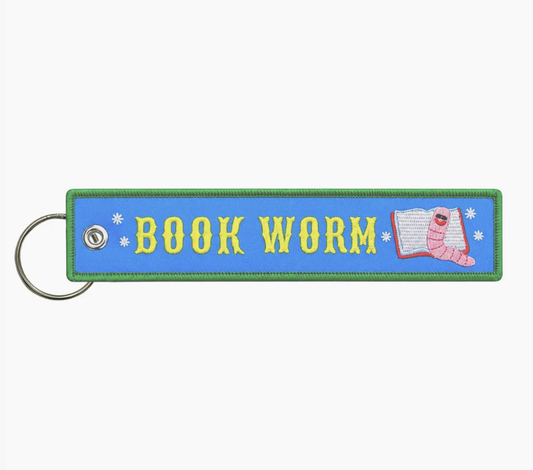 Book Worm Embroidered Keychain