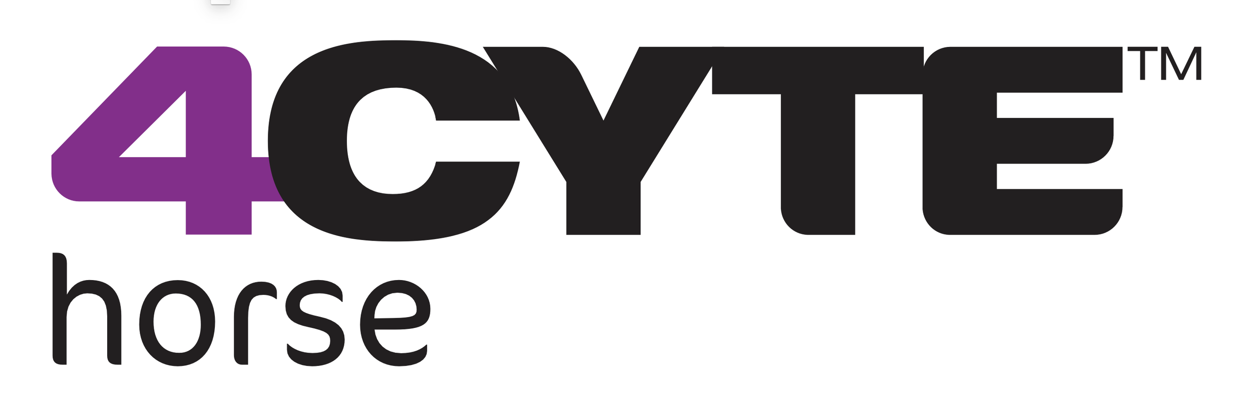 Logo for 4Cycle Horse with the text '4Cycle' in black and purple and 'horse' below in black.