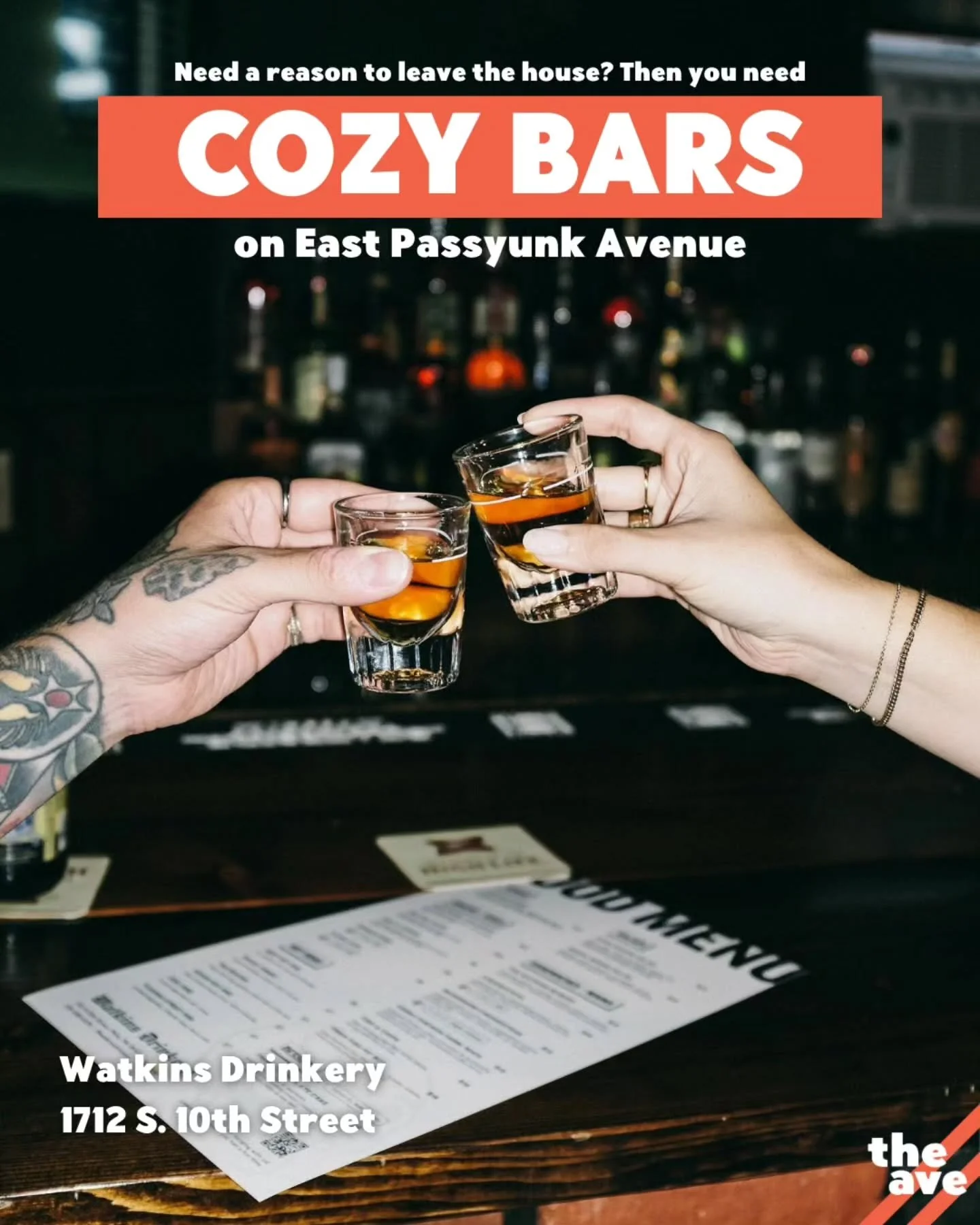 Are you looking for a place to cozy up with a drink as the weather gets colder? 🍁🧣🥃 We've got so many bars in our neighborhood with great vibes, tasty drinks, and amazing people - here are a few of our faves:

🫂 @watkinsdrinkery
📍1712 S. 10th St