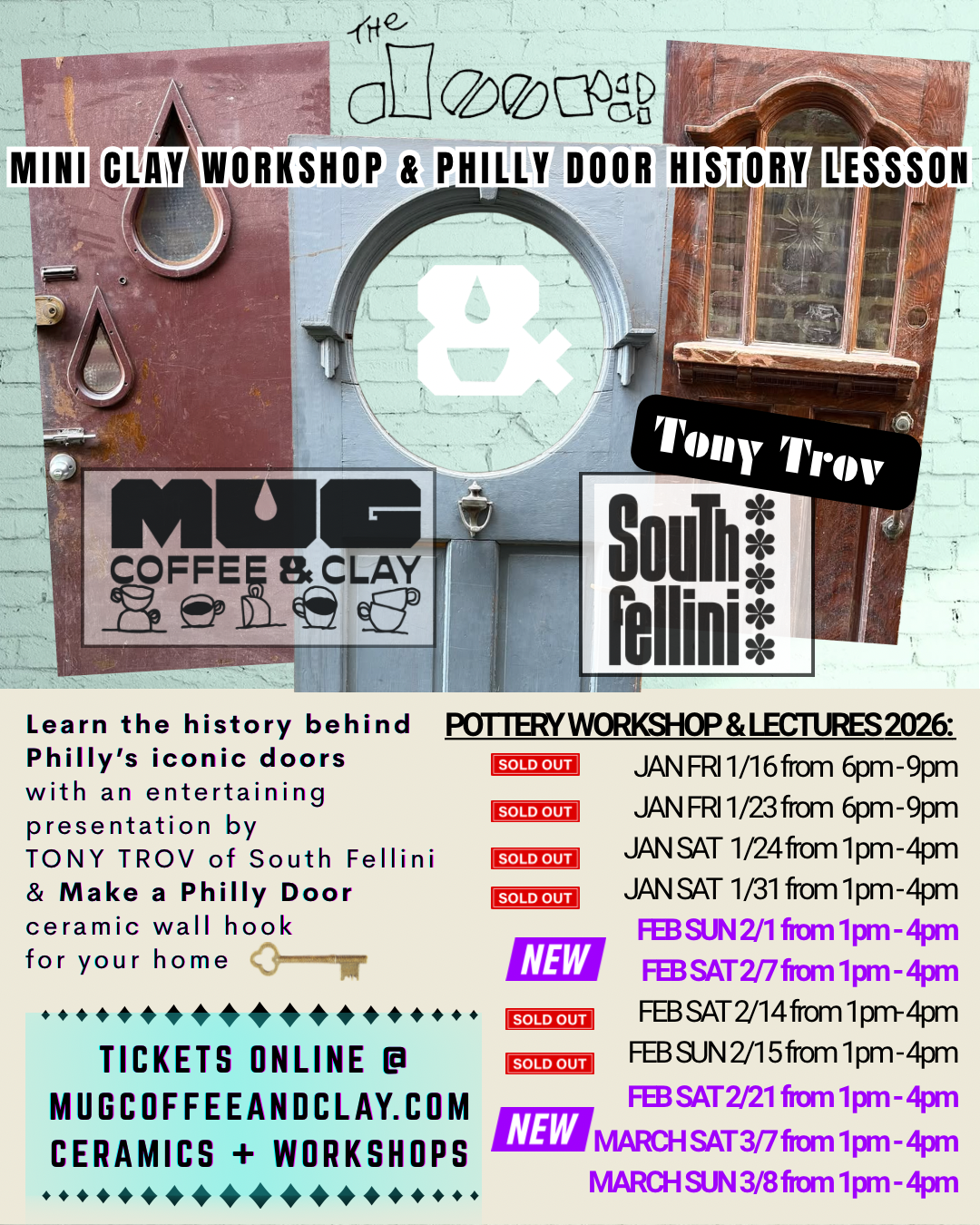 South Fellini x Mug Coffee and Clay - PHILLY DOORS Clay Workshop