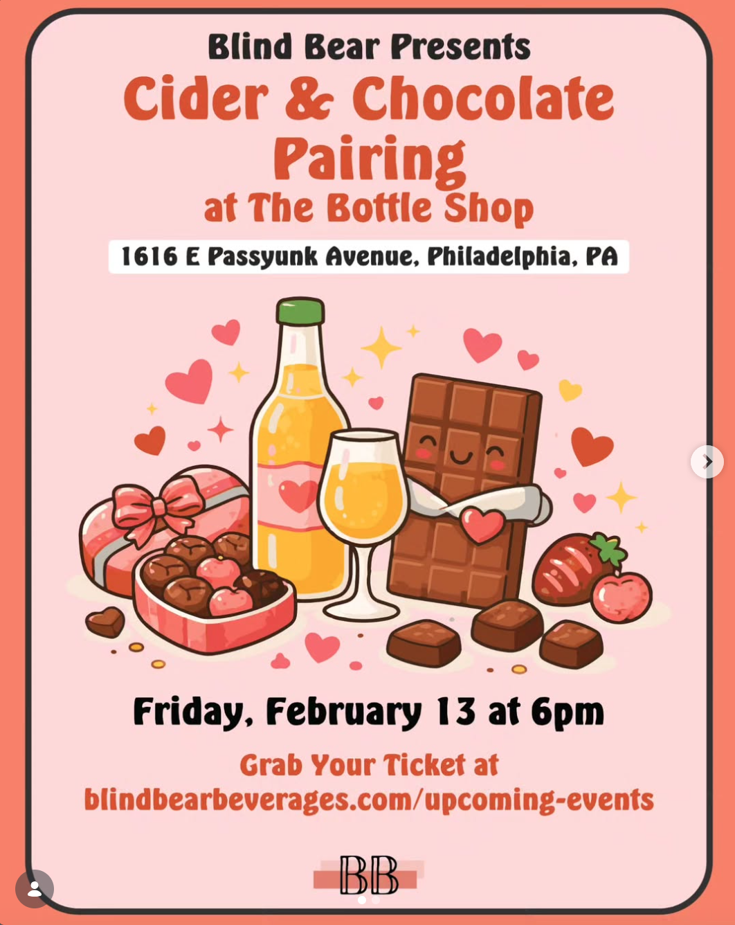 The Bottle Shop - Palentine's Cider & Chocolate Class with Blind Bear Claire