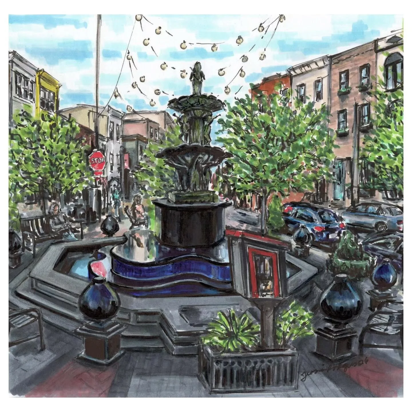 Can it get more picturesque? 🧡 Come take a stroll, grab a snack, and pop into our locally owned shops and storefronts!

Illustration of The Singing Fountain by the amazingly talented @cityillustrator ⛲️🖌

📍 @eastpassyunk