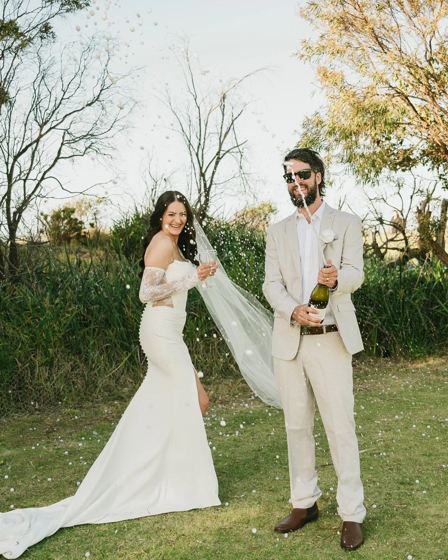 Just married!🥂 
Mr &amp; Mrs Trigwell &bull; 25~10~25
.
.
.
Vendor Team❤️&zwj;🔥
Venue: @abbeybeachresort 
Flowers: @thebridalcollectiveau 
Wedding gown: @luvbridal @madilanebridal 
Bridesmaid dresses: @billy_j_boutique 
Celebrant: @marriedinmargs 
