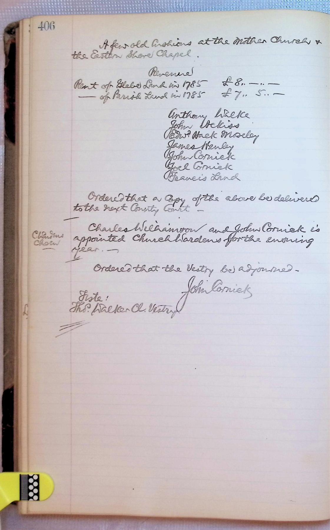 New minister subscribes to the PE church and deputies are appointed to go to the convention in Richmond.  