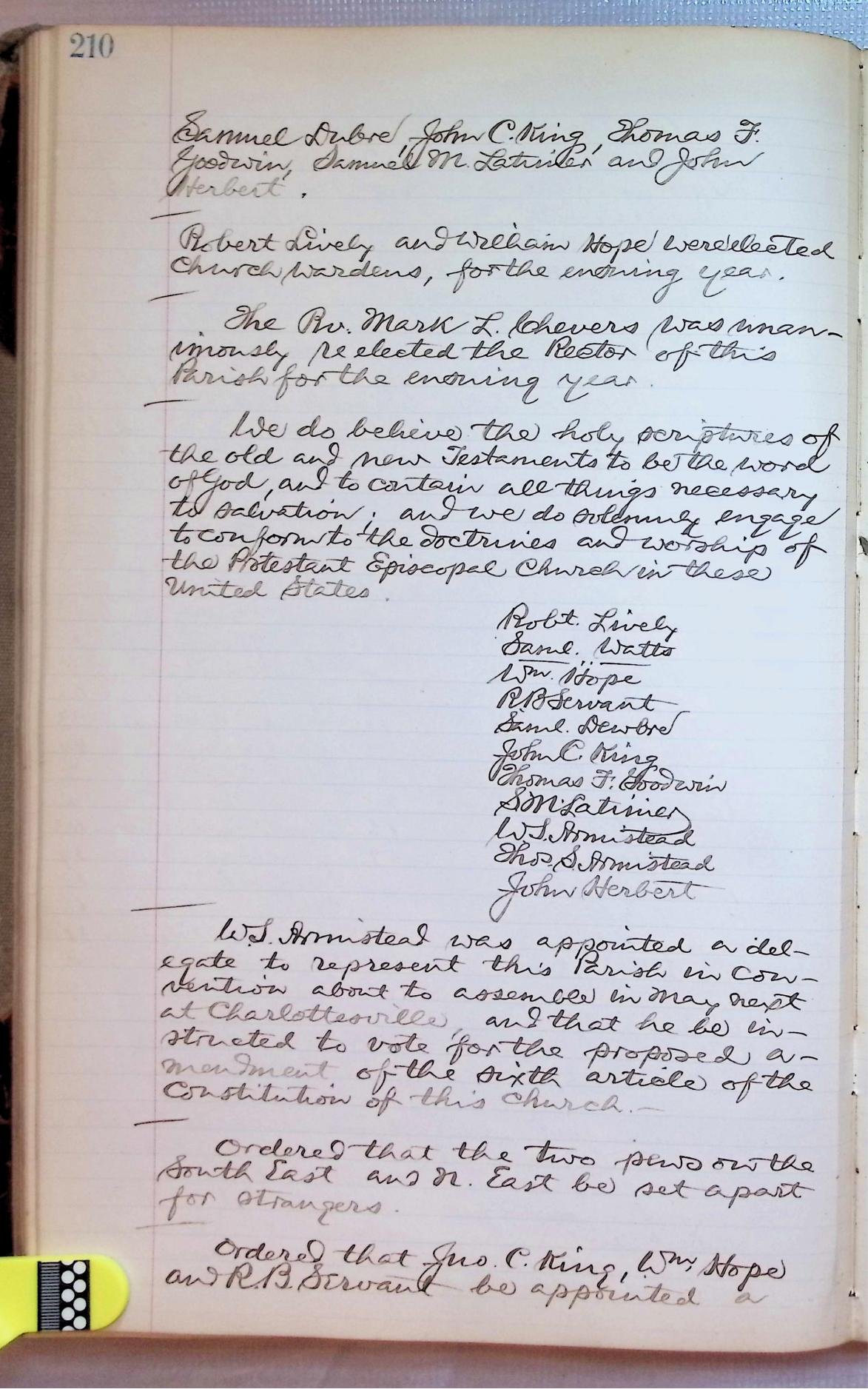 END: Eliz City 1826, post St. John's Page 210, We conform, 